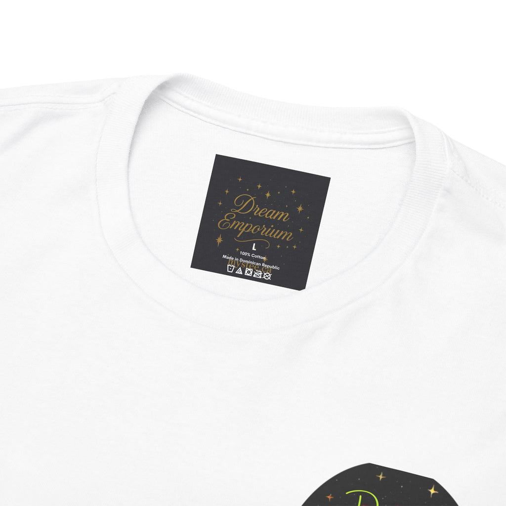 Dreams on the Horizon (Lemongrass) – Sunrise Back-Print Heavy Cotton Tee, Inspirational and Motivational Apparel, Gift for Dreamers, Creative Expression Wear