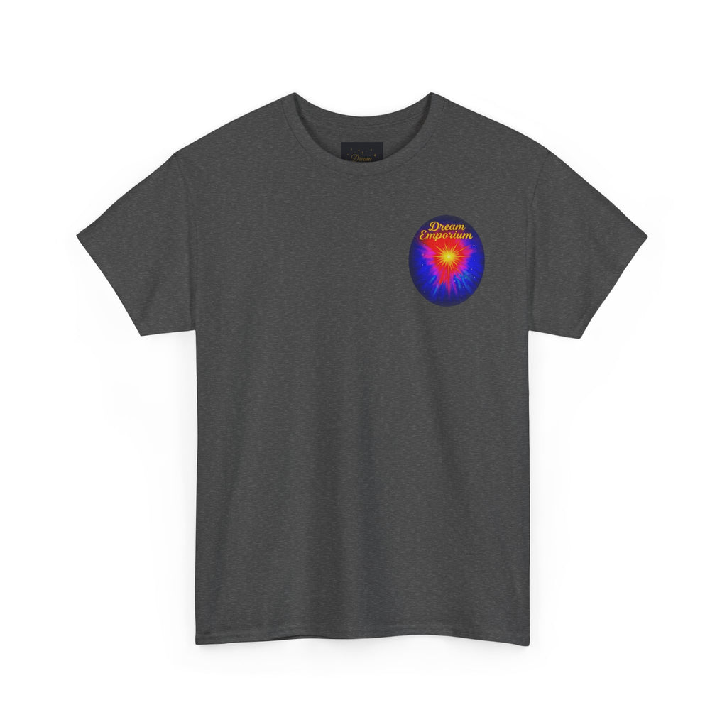 Dream Emporium – Back Printed Radiant Starburst Heavy Blend™ Cotton Tee,Inspirational and Motivational Apparel, Gift for Dreamers, Creative Expression Wear