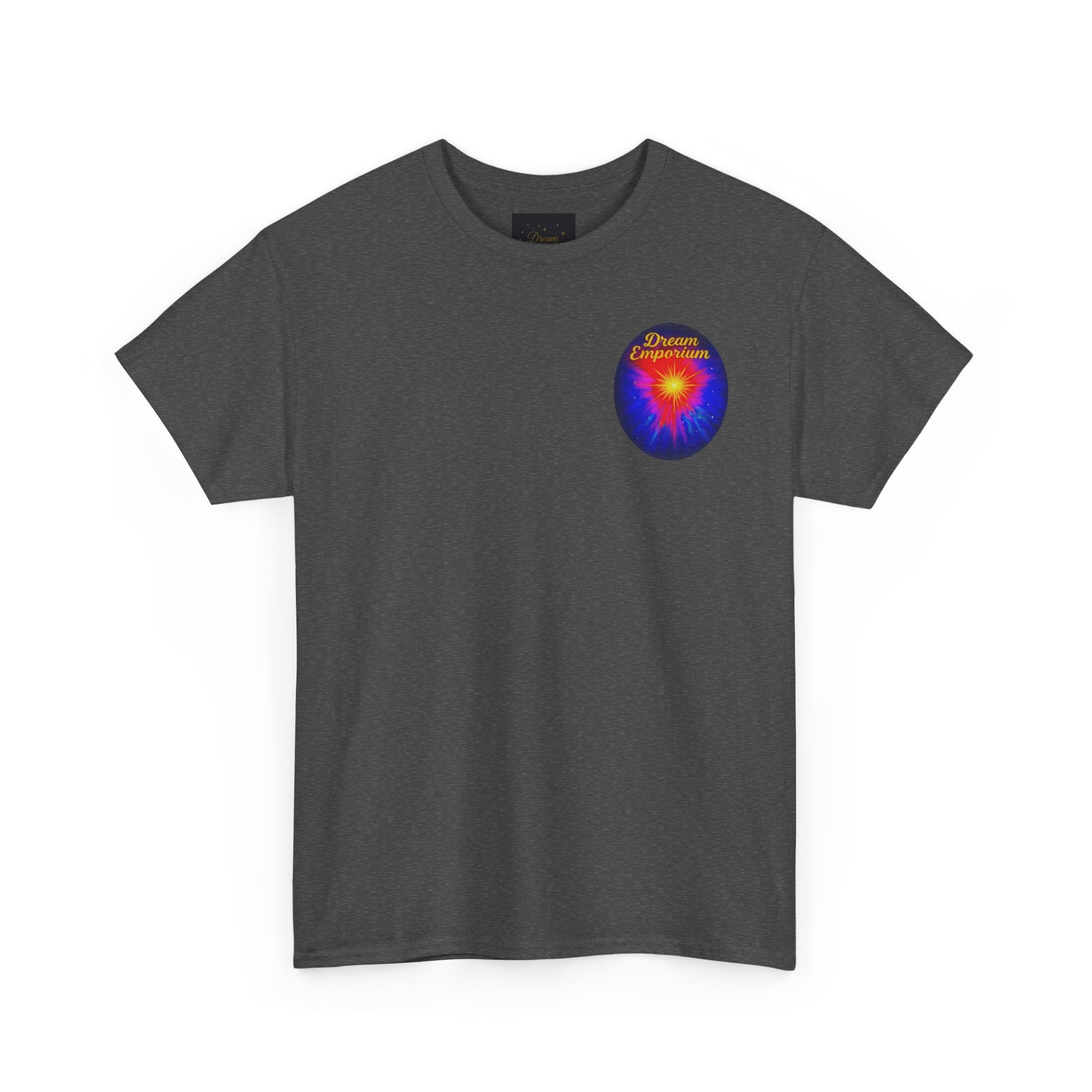 Dream Emporium – Back Printed Radiant Starburst Heavy Blend™ Cotton Tee,Inspirational and Motivational Apparel, Gift for Dreamers, Creative Expression Wear