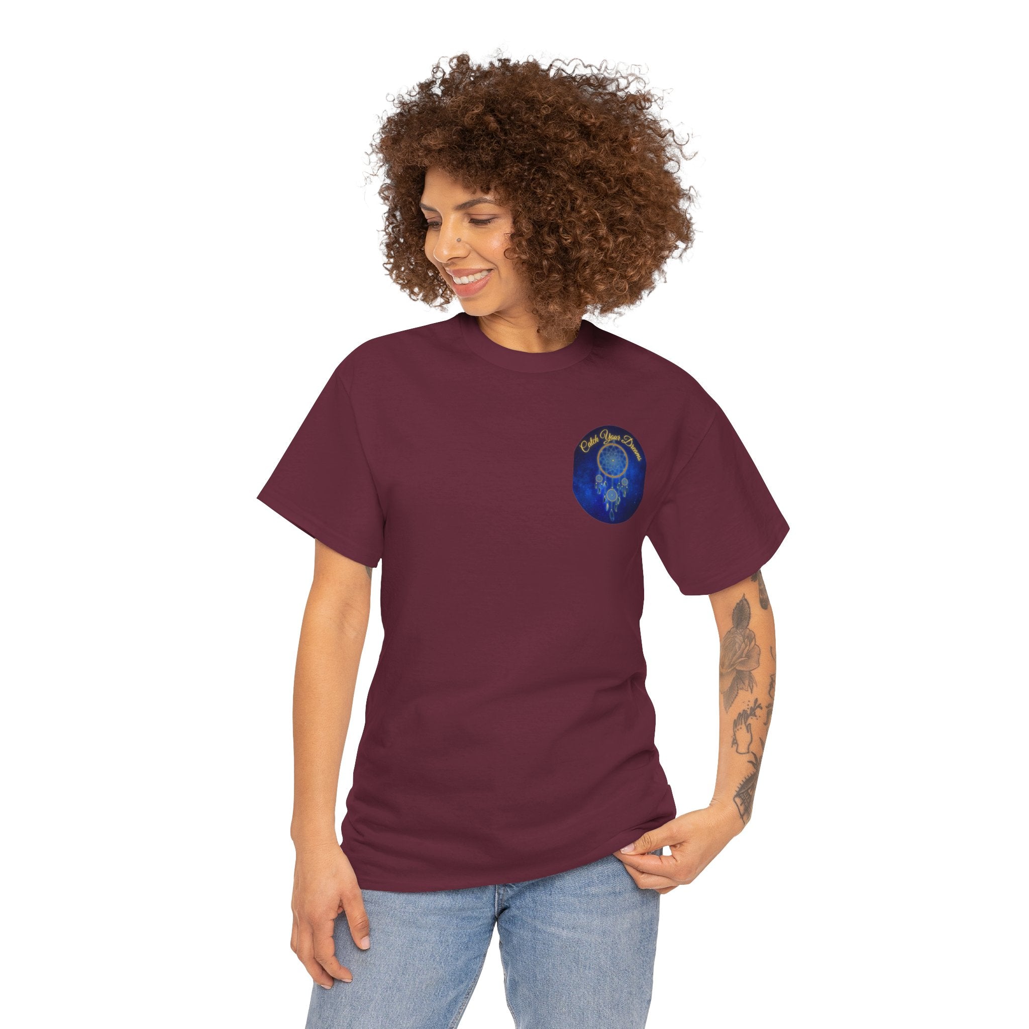 Catch Your Dreams – Dreamcatcher Back-Print Tee, Inspirational and Motivational Apparel, Gift for Dreamers, Creative Expression Wear