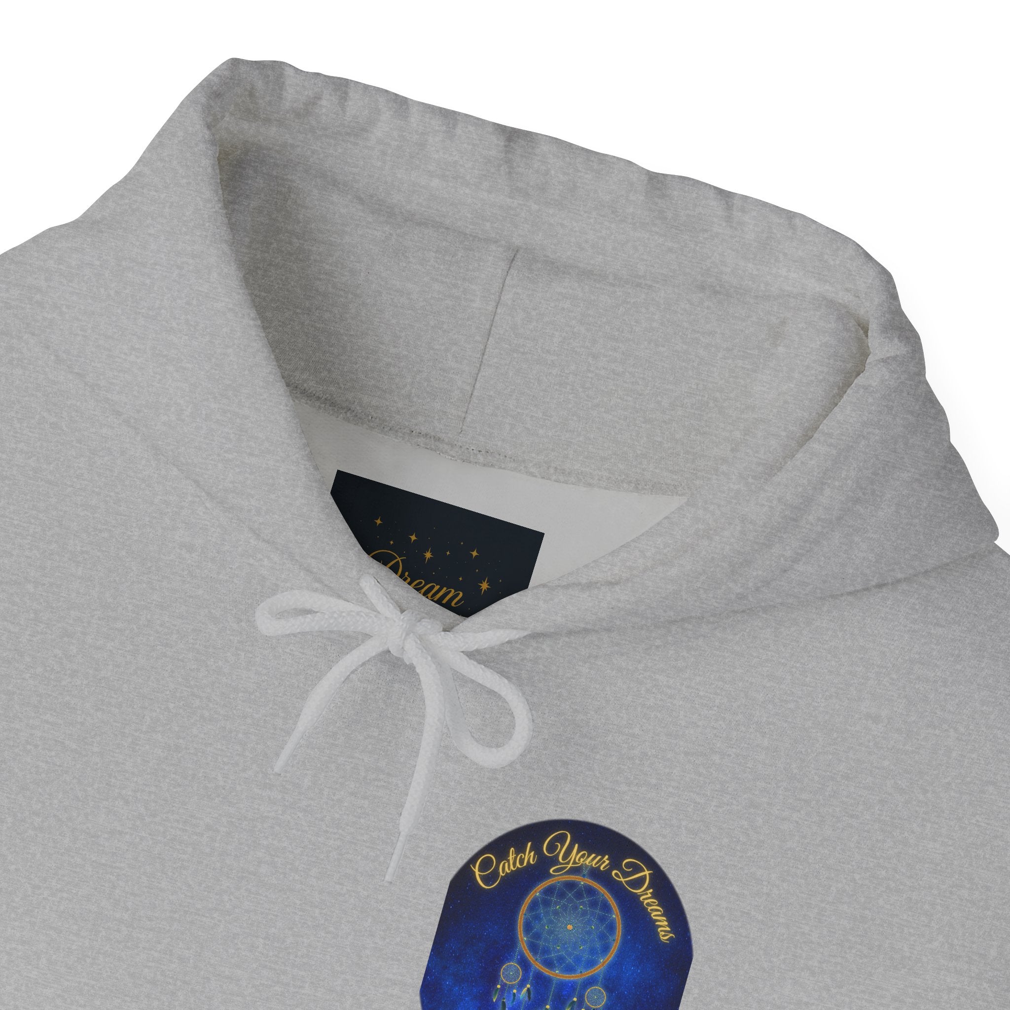 Catch Your Dream – Dreamcatcher Back Print Hooded Sweatshirt, Inspirational and Motivational Apparel, Gift for Dreamers, Creative Expression Wear