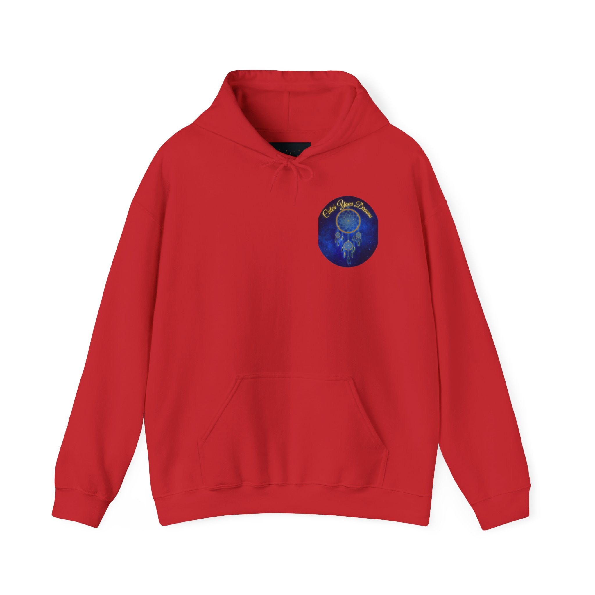 Catch Your Dream – Dreamcatcher Back Print Hooded Sweatshirt, Inspirational and Motivational Apparel, Gift for Dreamers, Creative Expression Wear
