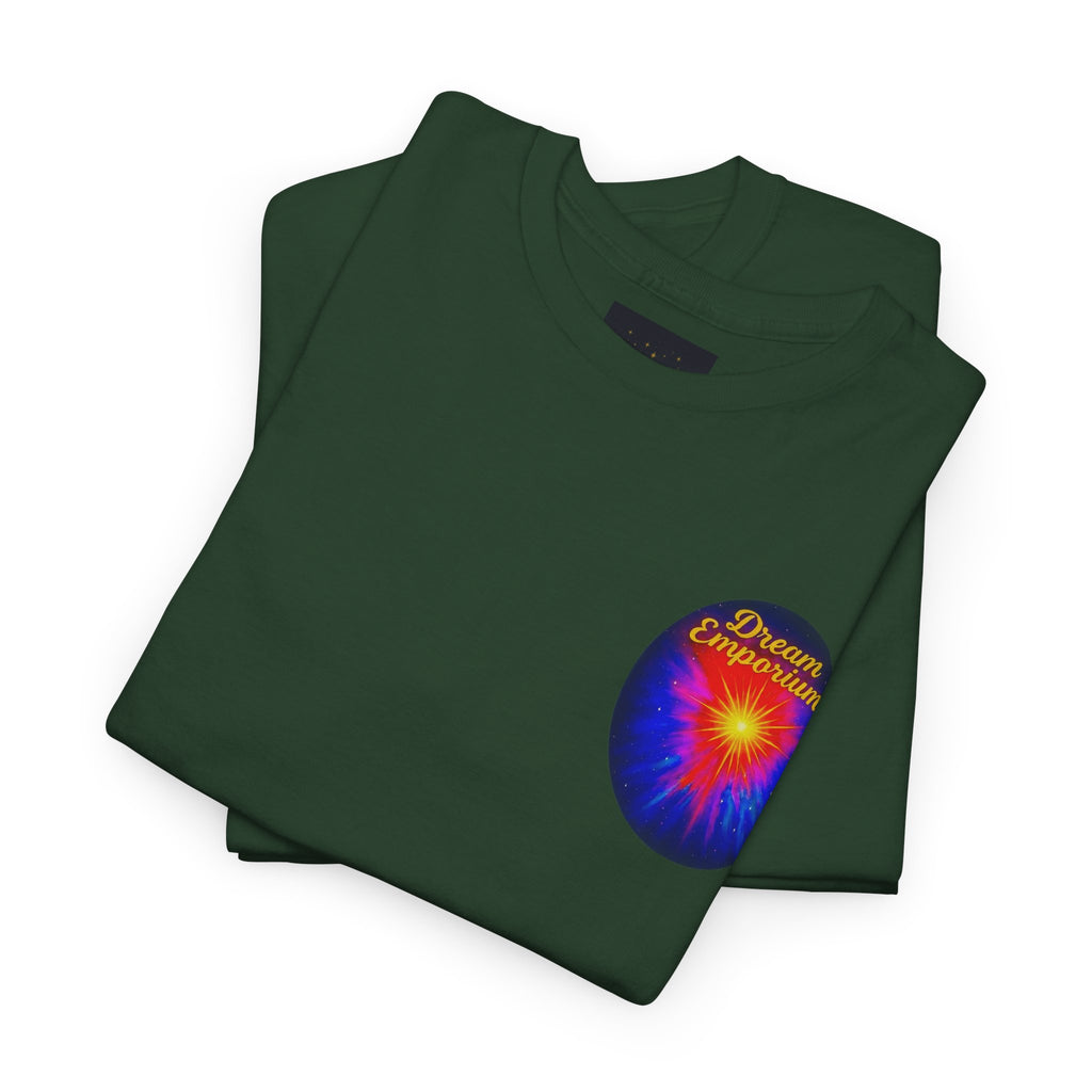 Dream Emporium – Back Printed Radiant Starburst Heavy Blend™ Cotton Tee,Inspirational and Motivational Apparel, Gift for Dreamers, Creative Expression Wear