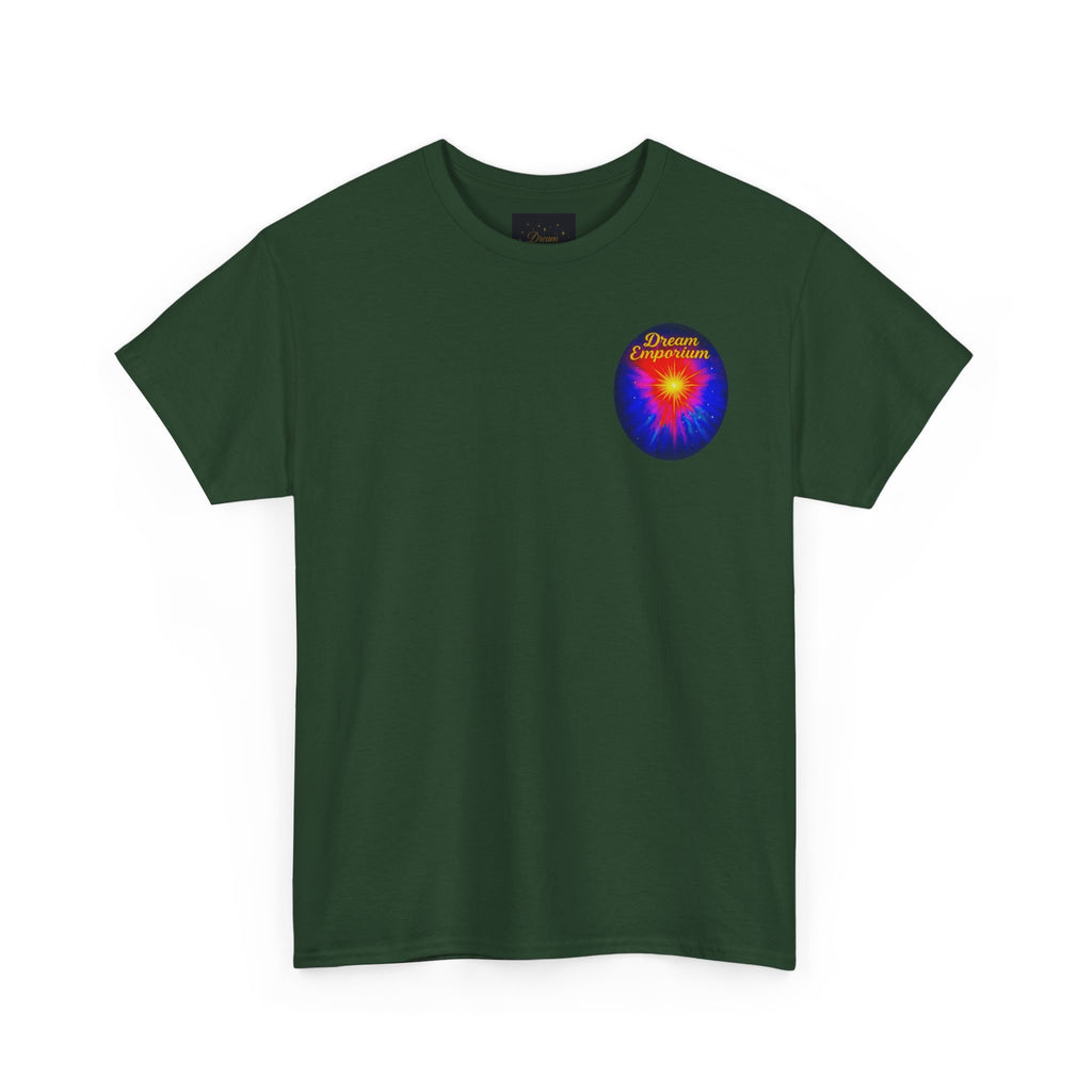 Dream Emporium – Back Printed Radiant Starburst Heavy Blend™ Cotton Tee,Inspirational and Motivational Apparel, Gift for Dreamers, Creative Expression Wear