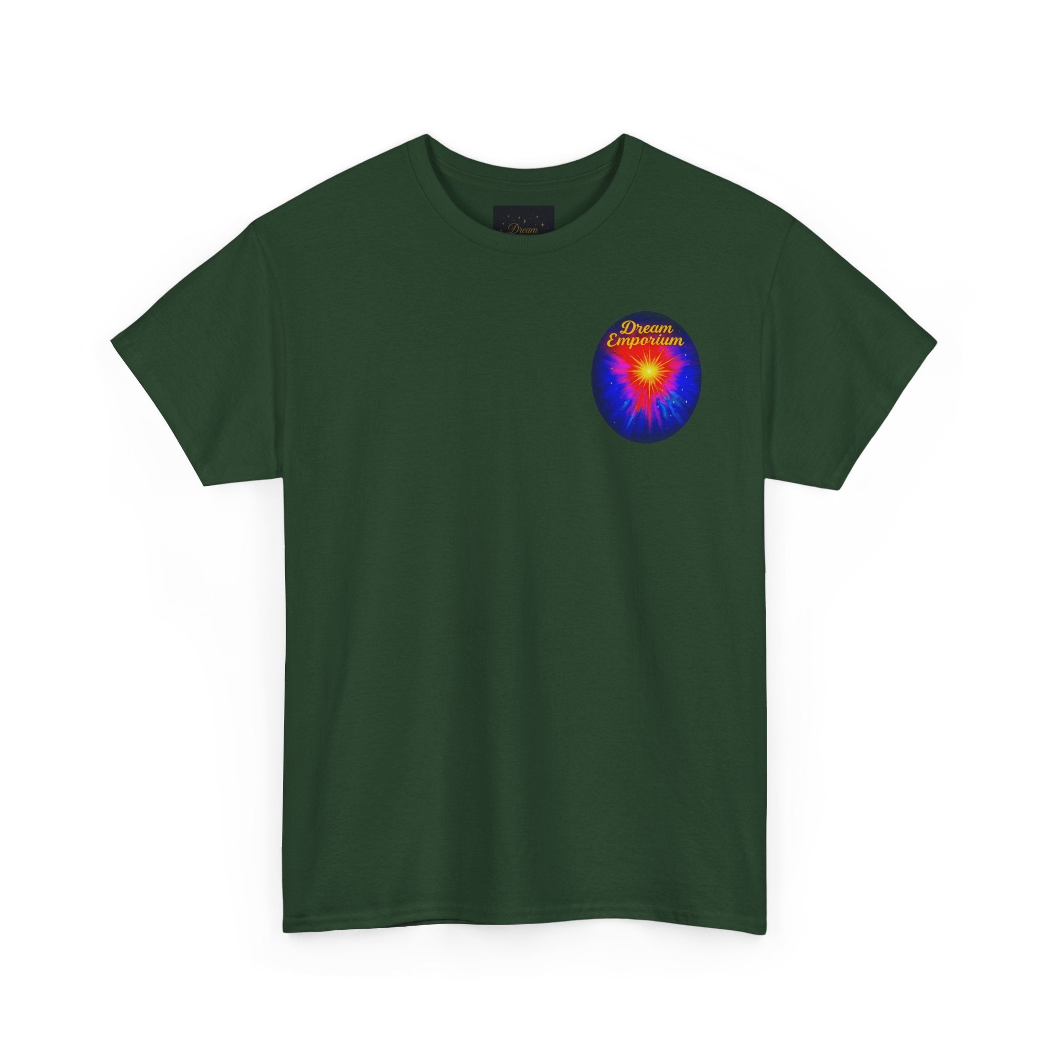 Dream Emporium – Back Printed Radiant Starburst Heavy Blend™ Cotton Tee,Inspirational and Motivational Apparel, Gift for Dreamers, Creative Expression Wear