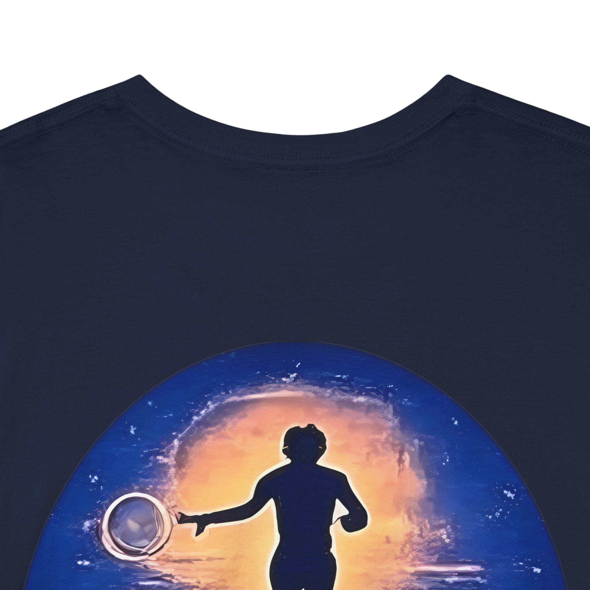 Chase Your Dreams – Sunrise Silhouette Back Printed Heavy Cotton Tee, Inspirational and Motivational Apparel, Gift for Dreamers, Creative Expression Wear