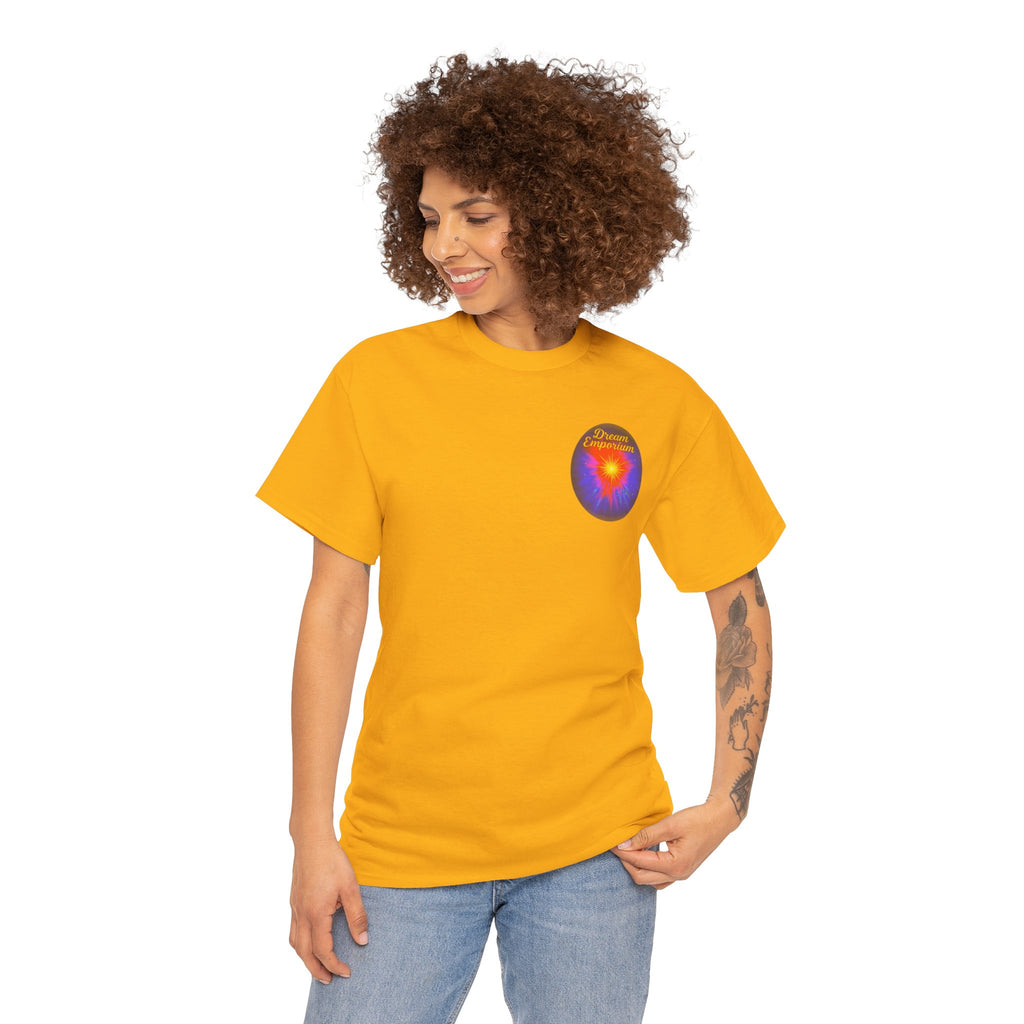 Dream Emporium – Back Printed Radiant Starburst Heavy Blend™ Cotton Tee,Inspirational and Motivational Apparel, Gift for Dreamers, Creative Expression Wear