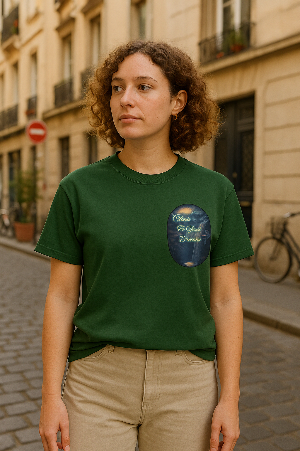 Climb To Your Dreams – Rock Climber Back-Print Tee + Front Badge | Gildan 5000, Inspirational and Motivational Apparel, Gift for Dreamers, Creative Expression Wear