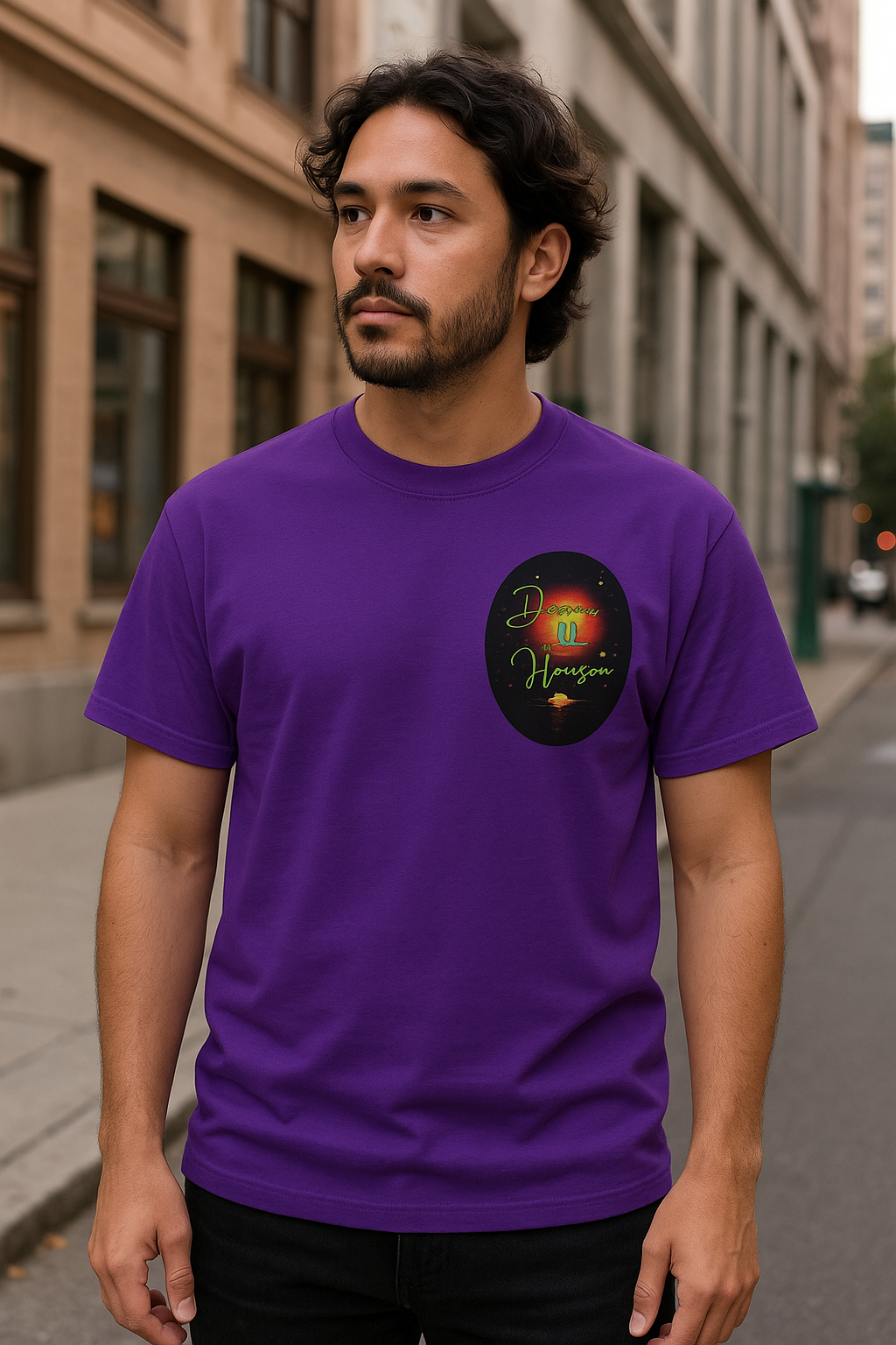 Dreams on the Horizon (Lemongrass) – Sunrise Back-Print Heavy Cotton Tee, Inspirational and Motivational Apparel, Gift for Dreamers, Creative Expression Wear