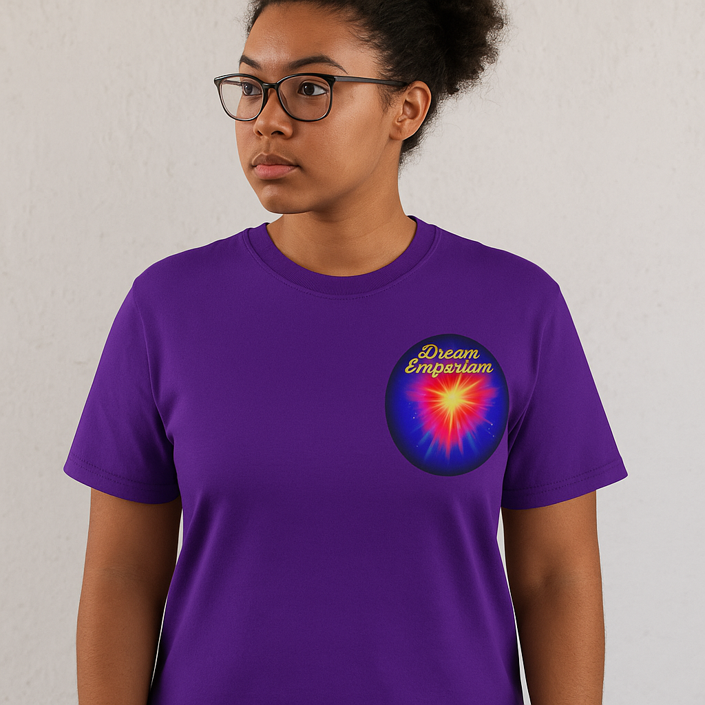 Dream Emporium – Back Printed Radiant Starburst Heavy Blend™ Cotton Tee,Inspirational and Motivational Apparel, Gift for Dreamers, Creative Expression Wear