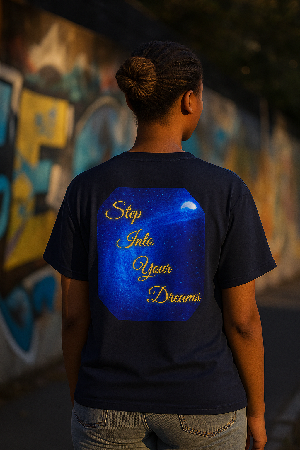 Dreamy Inspiration Tee — “Step Into Your Dreams” Motivational Shirt. Inspirational and Motivational Apparel, Gift for Dreamers, Creative Expression Wear