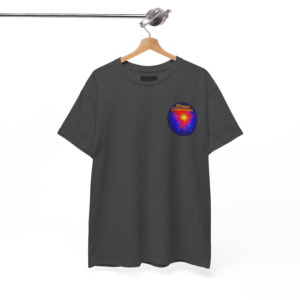 Dream Emporium – Back Printed Radiant Starburst Heavy Blend™ Cotton Tee,Inspirational and Motivational Apparel, Gift for Dreamers, Creative Expression Wear