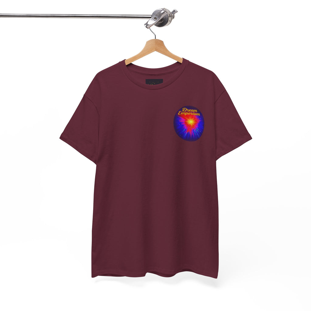 Dream Emporium – Back Printed Radiant Starburst Heavy Blend™ Cotton Tee,Inspirational and Motivational Apparel, Gift for Dreamers, Creative Expression Wear