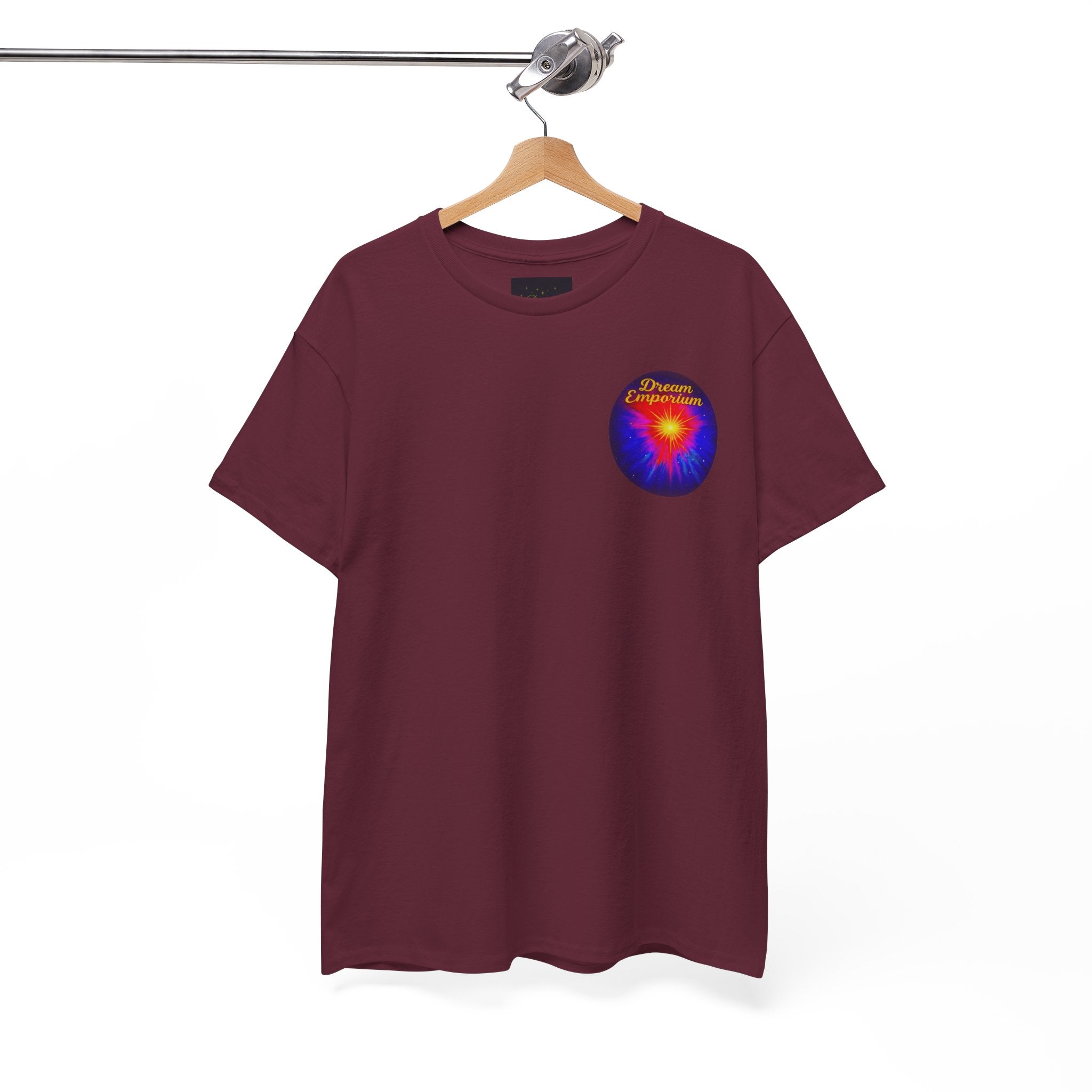 Dream Emporium – Back Printed Radiant Starburst Heavy Blend™ Cotton Tee,Inspirational and Motivational Apparel, Gift for Dreamers, Creative Expression Wear