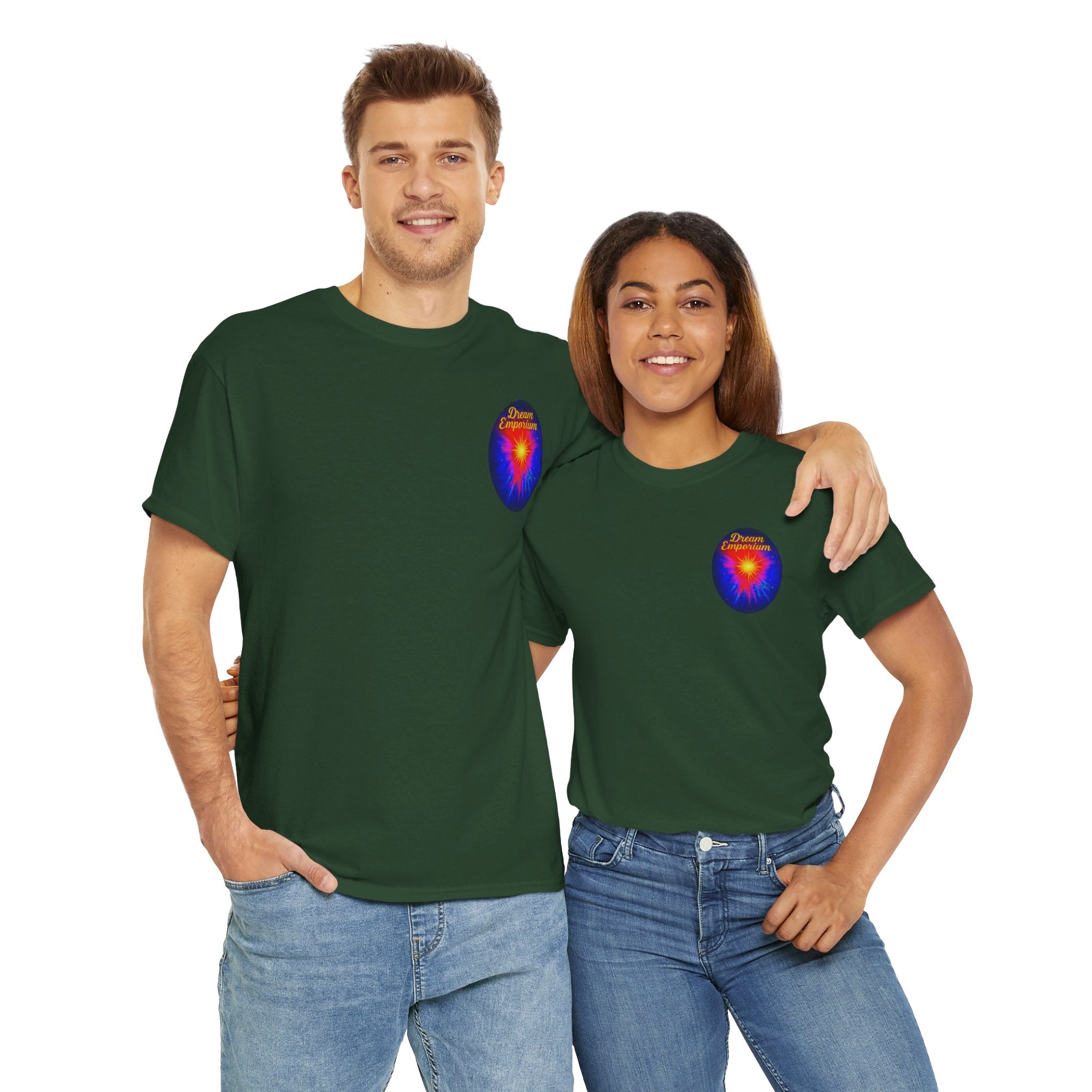 Dream Emporium – Back Printed Radiant Starburst Heavy Blend™ Cotton Tee,Inspirational and Motivational Apparel, Gift for Dreamers, Creative Expression Wear