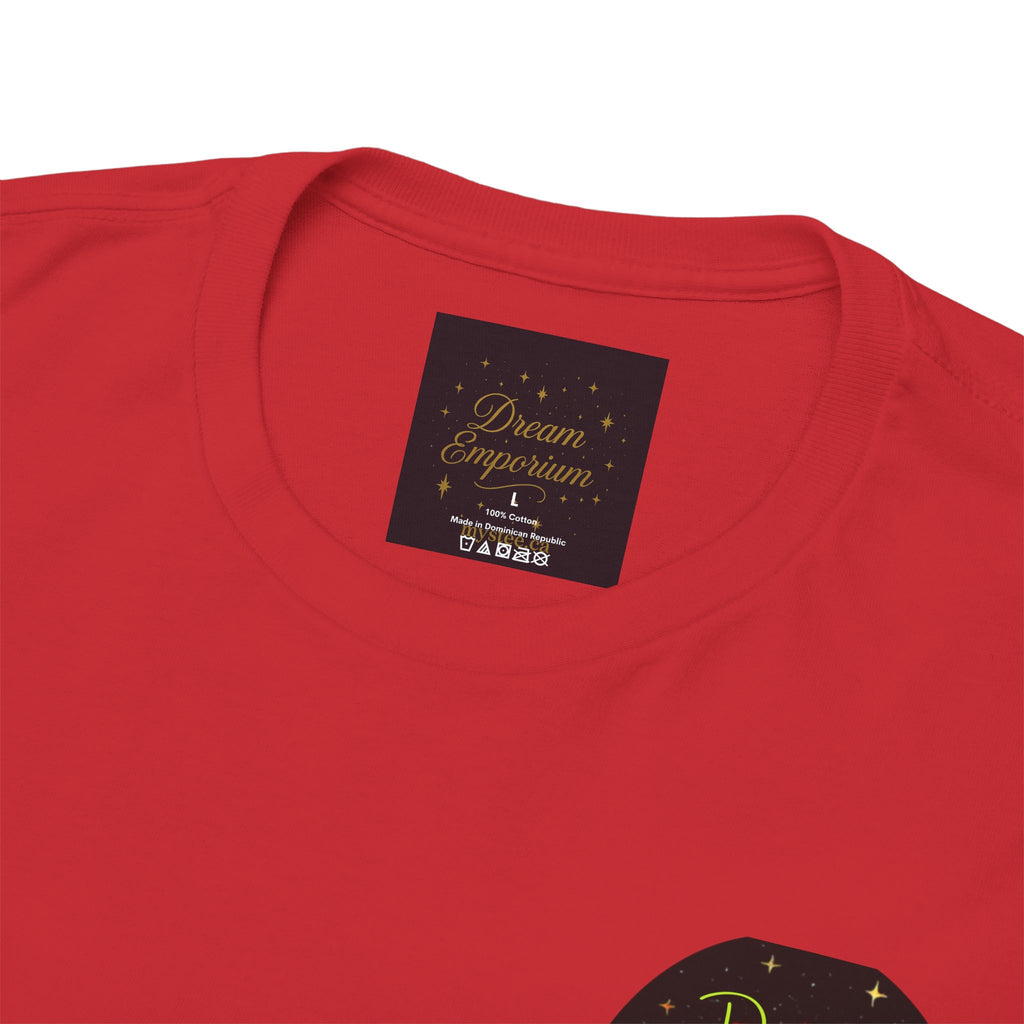 Dreams on the Horizon (Lemongrass) – Sunrise Back-Print Heavy Cotton Tee, Inspirational and Motivational Apparel, Gift for Dreamers, Creative Expression Wear