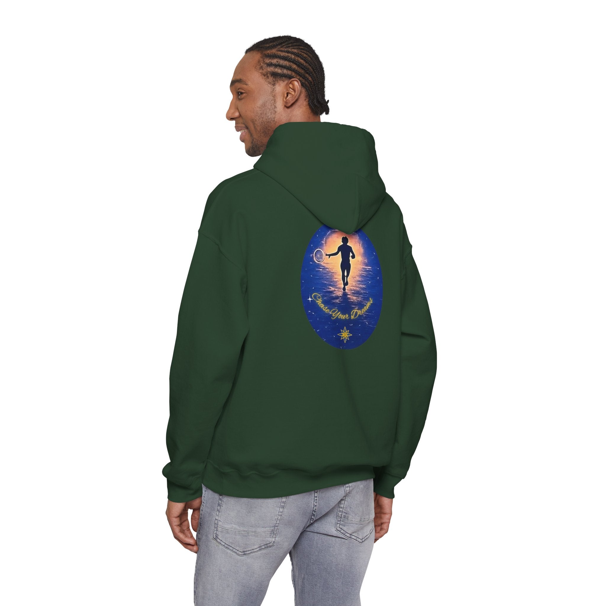 Chase Your Dreams Hooded Sweatshirt. Heavy Blend, Inspirational and Motivational Apparel, Gift for Dreamers, Creative Expression Wear