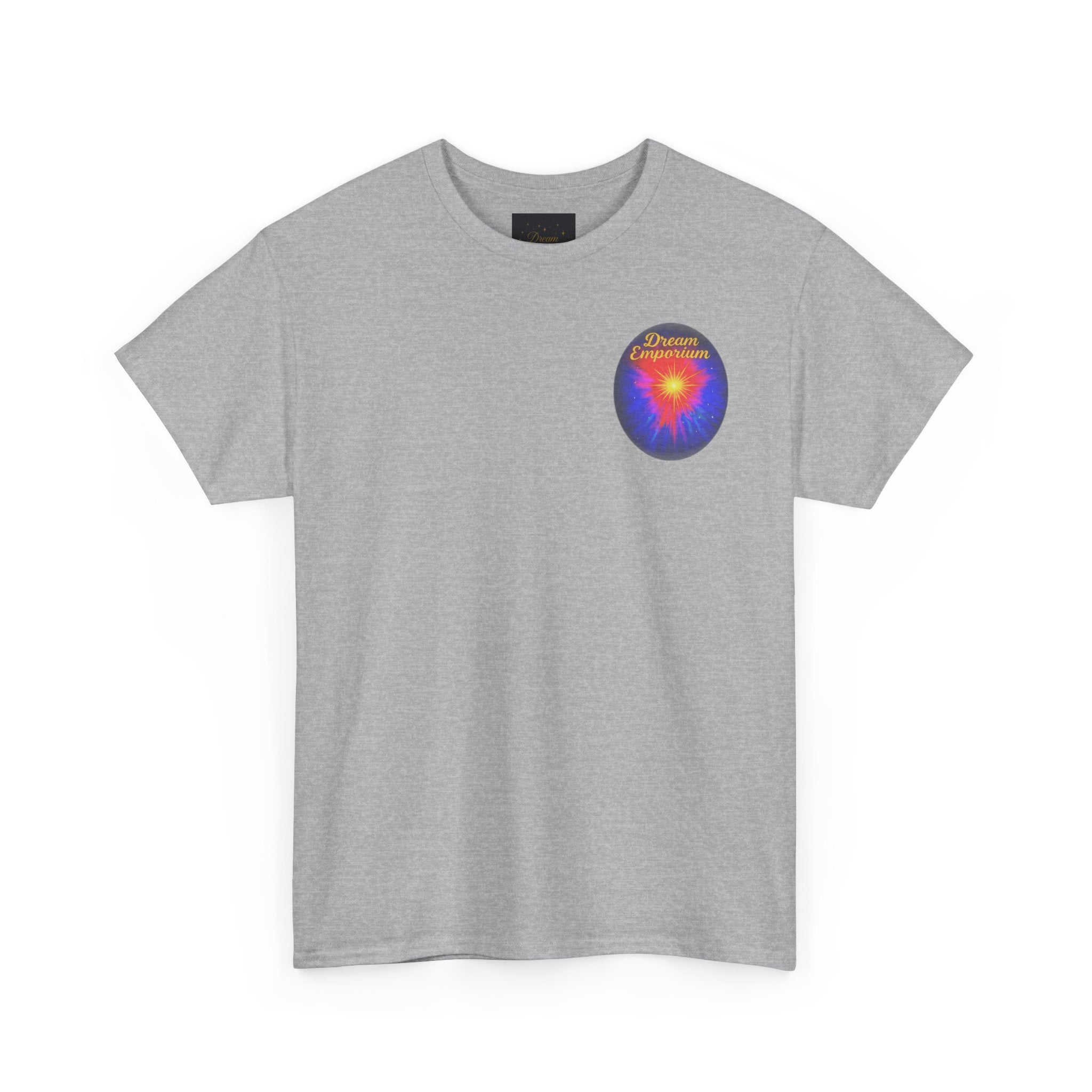 Dream Emporium – Back Printed Radiant Starburst Heavy Blend™ Cotton Tee,Inspirational and Motivational Apparel, Gift for Dreamers, Creative Expression Wear