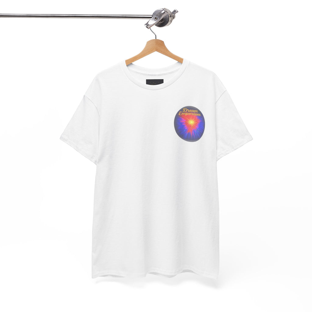 Dream Emporium – Back Printed Radiant Starburst Heavy Blend™ Cotton Tee,Inspirational and Motivational Apparel, Gift for Dreamers, Creative Expression Wear