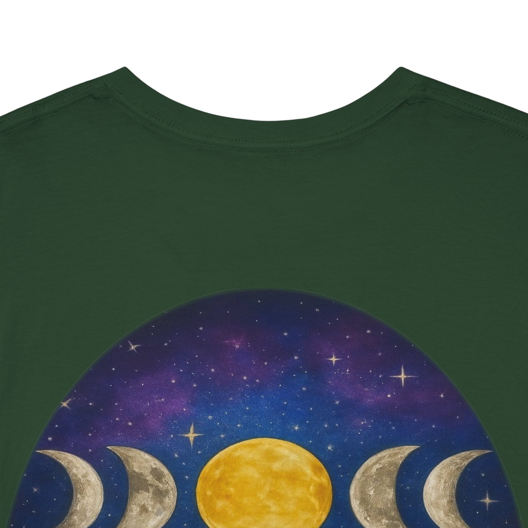 Dare to Dream Moon-Phase Tee – Golden Full Moon Back Print + Front Badge | Gildan 5000 Heavy Cotton, Inspirational and Motivational Apparel, Gift for Dreamers, Creative Expression Wear