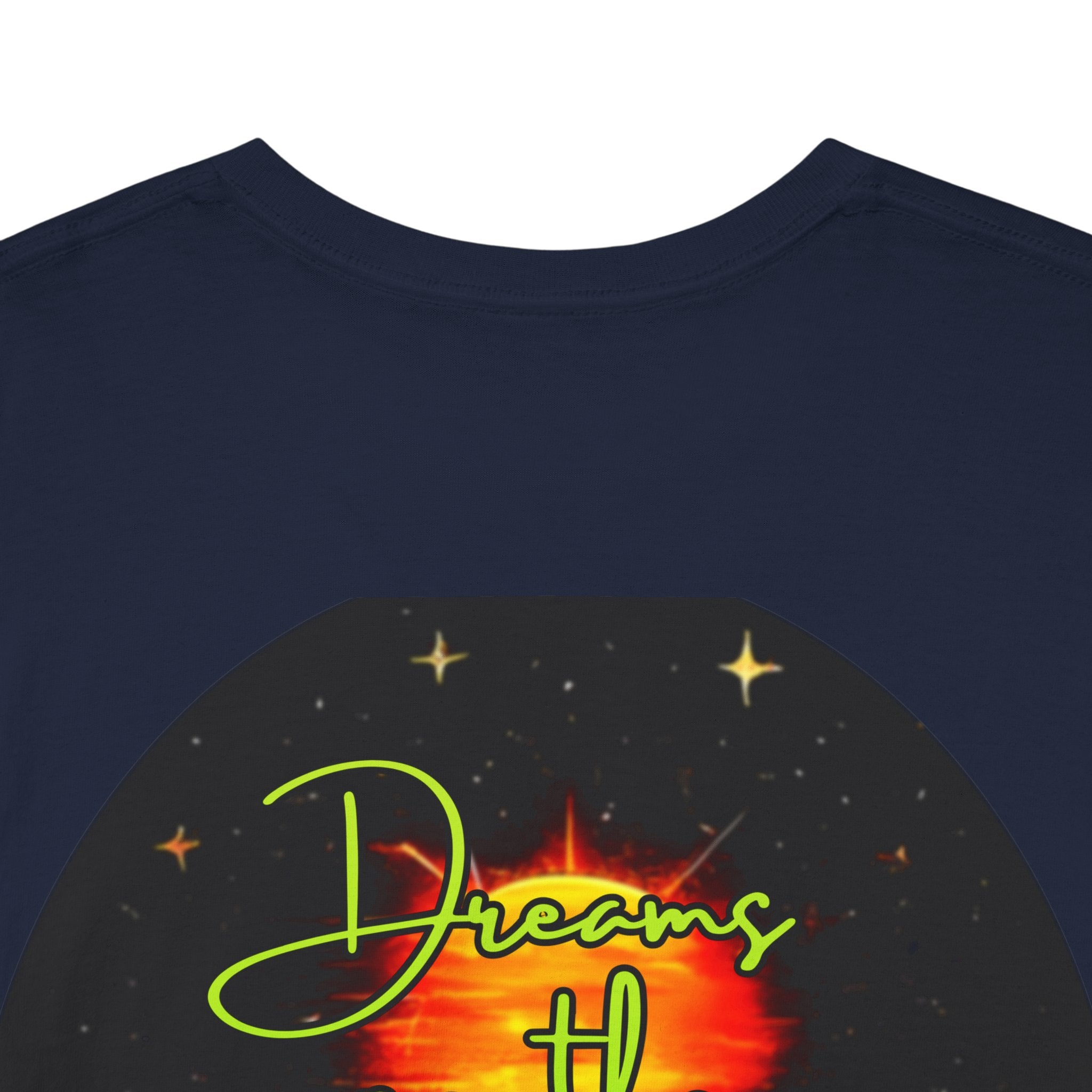 Dreams on the Horizon (Lemongrass) – Sunrise Back-Print Heavy Cotton Tee, Inspirational and Motivational Apparel, Gift for Dreamers, Creative Expression Wear
