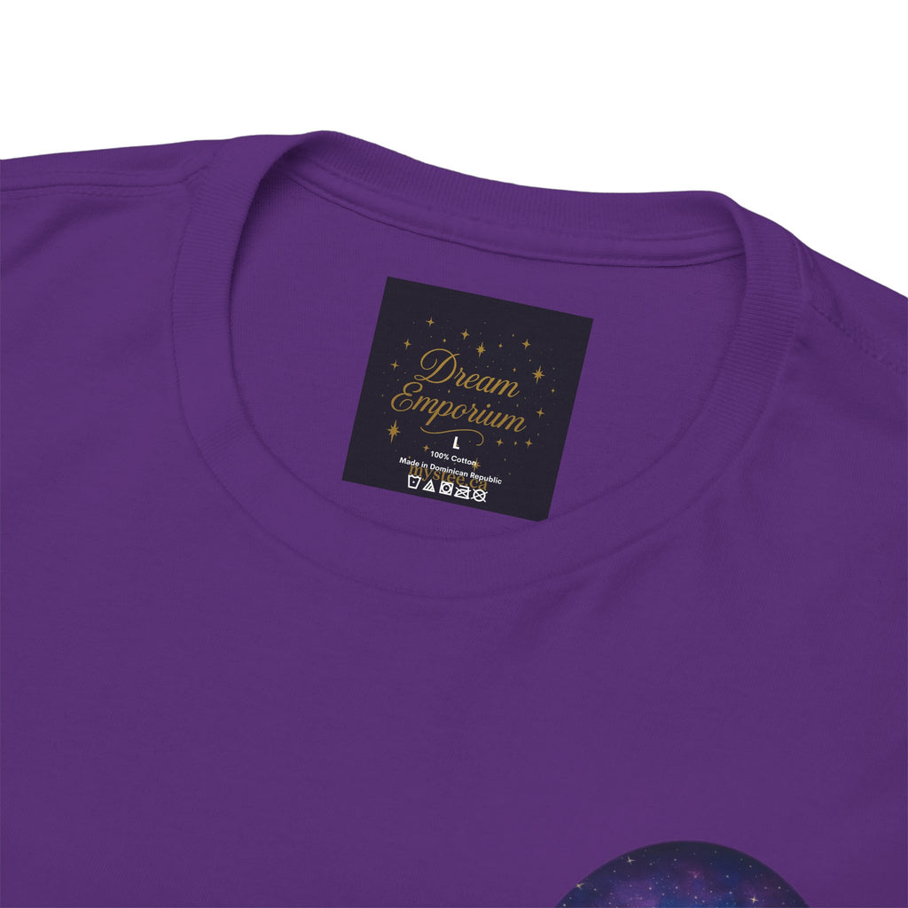 Dare to Dream Moon-Phase Tee – Golden Full Moon Back Print + Front Badge | Gildan 5000 Heavy Cotton, Inspirational and Motivational Apparel, Gift for Dreamers, Creative Expression Wear