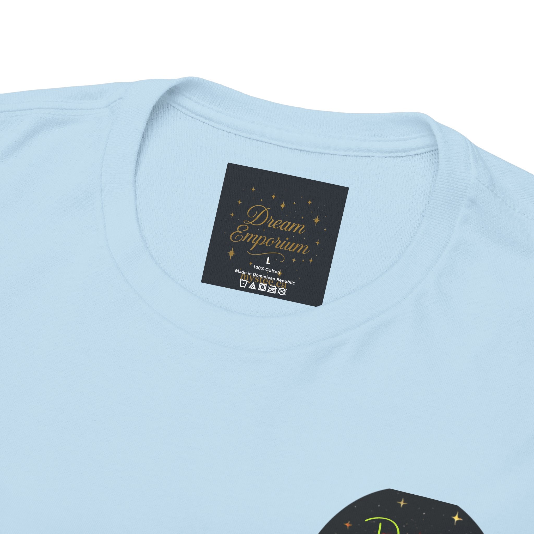 Dreams on the Horizon (Lemongrass) – Sunrise Back-Print Heavy Cotton Tee, Inspirational and Motivational Apparel, Gift for Dreamers, Creative Expression Wear
