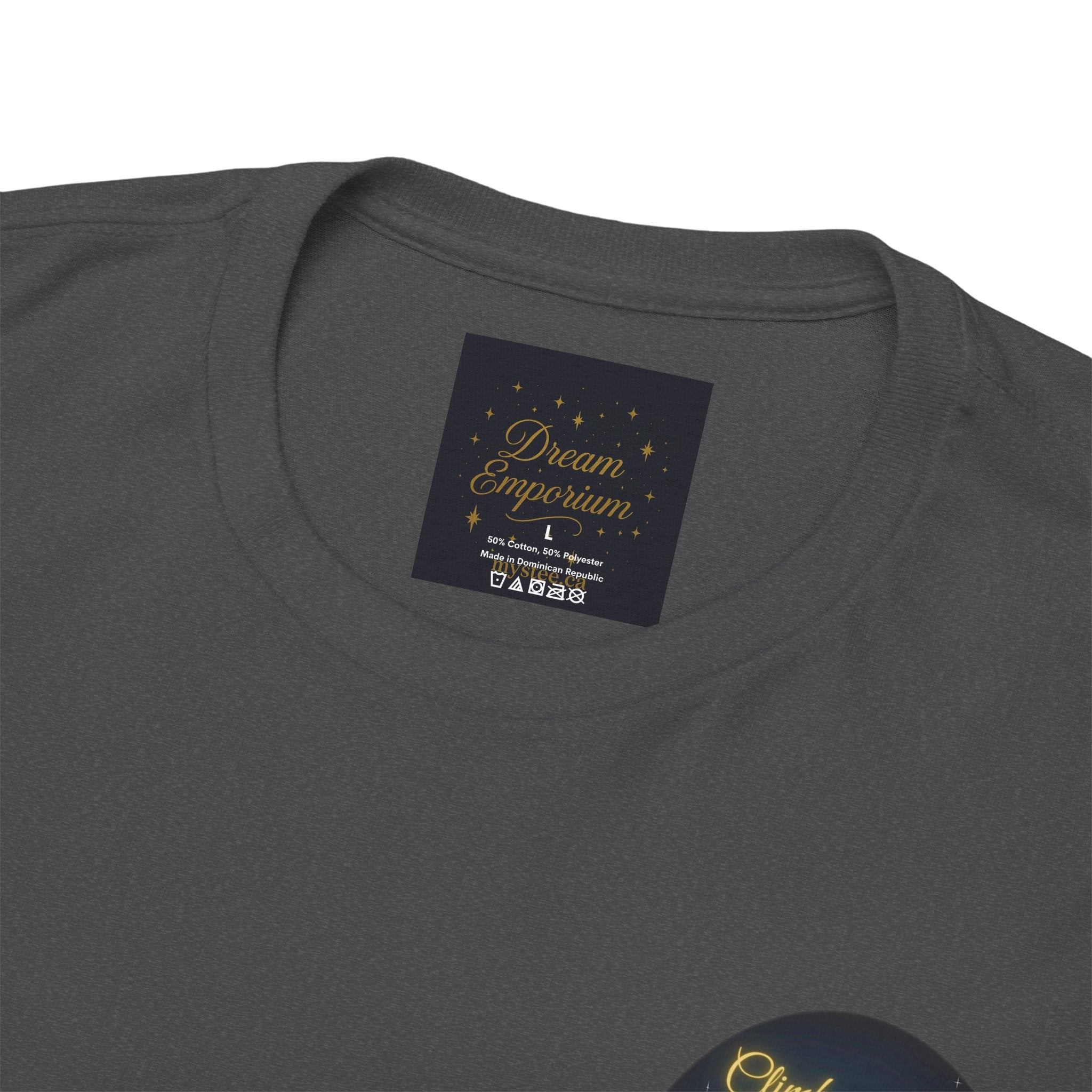 Climb To Your Dreams – Starry Night Ladder Back-Print Tee + Front Badge | Gildan 5000, Inspirational and Motivational Apparel, Gift for Dreamers, Creative Expression Wear