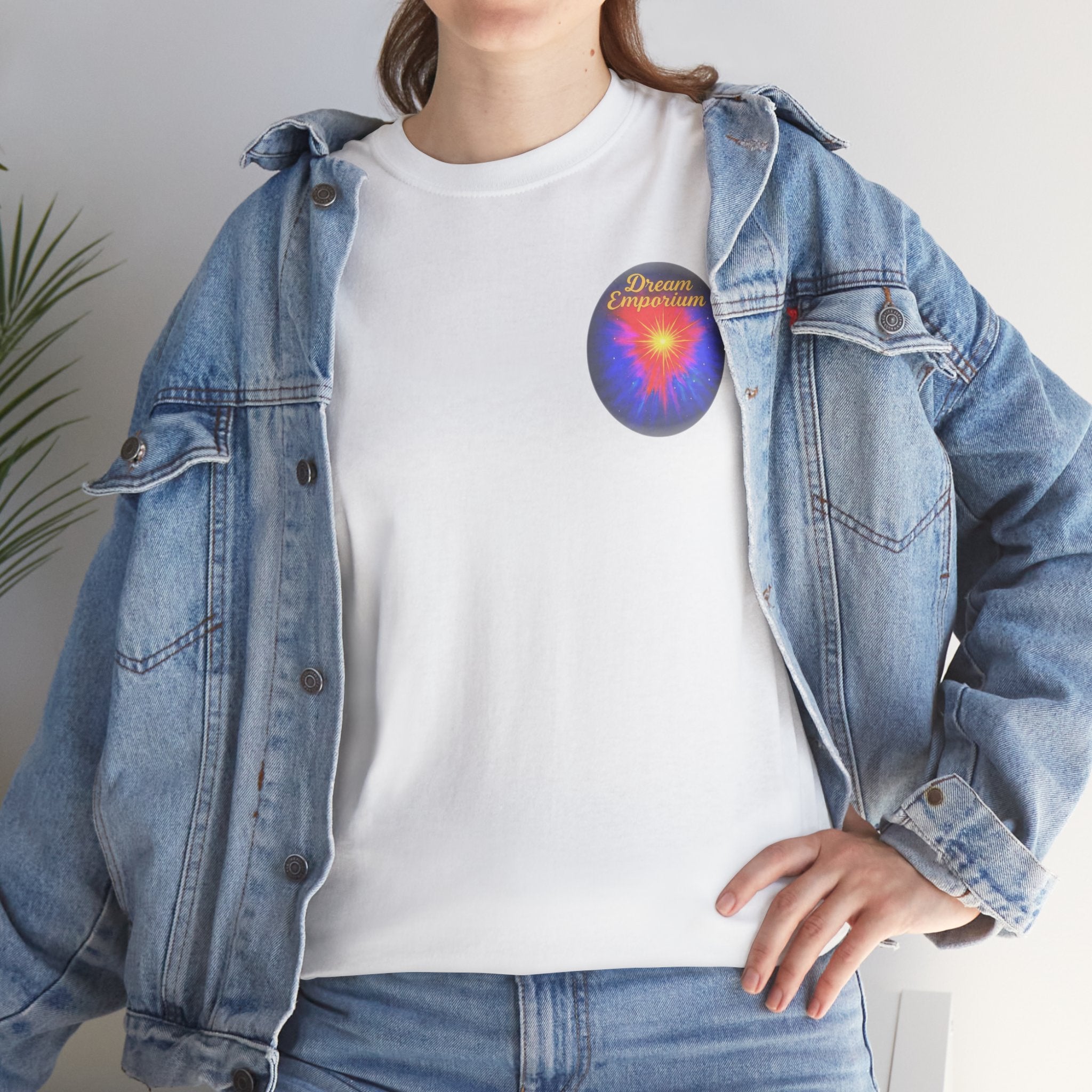 Dream Emporium – Back Printed Radiant Starburst Heavy Blend™ Cotton Tee,Inspirational and Motivational Apparel, Gift for Dreamers, Creative Expression Wear