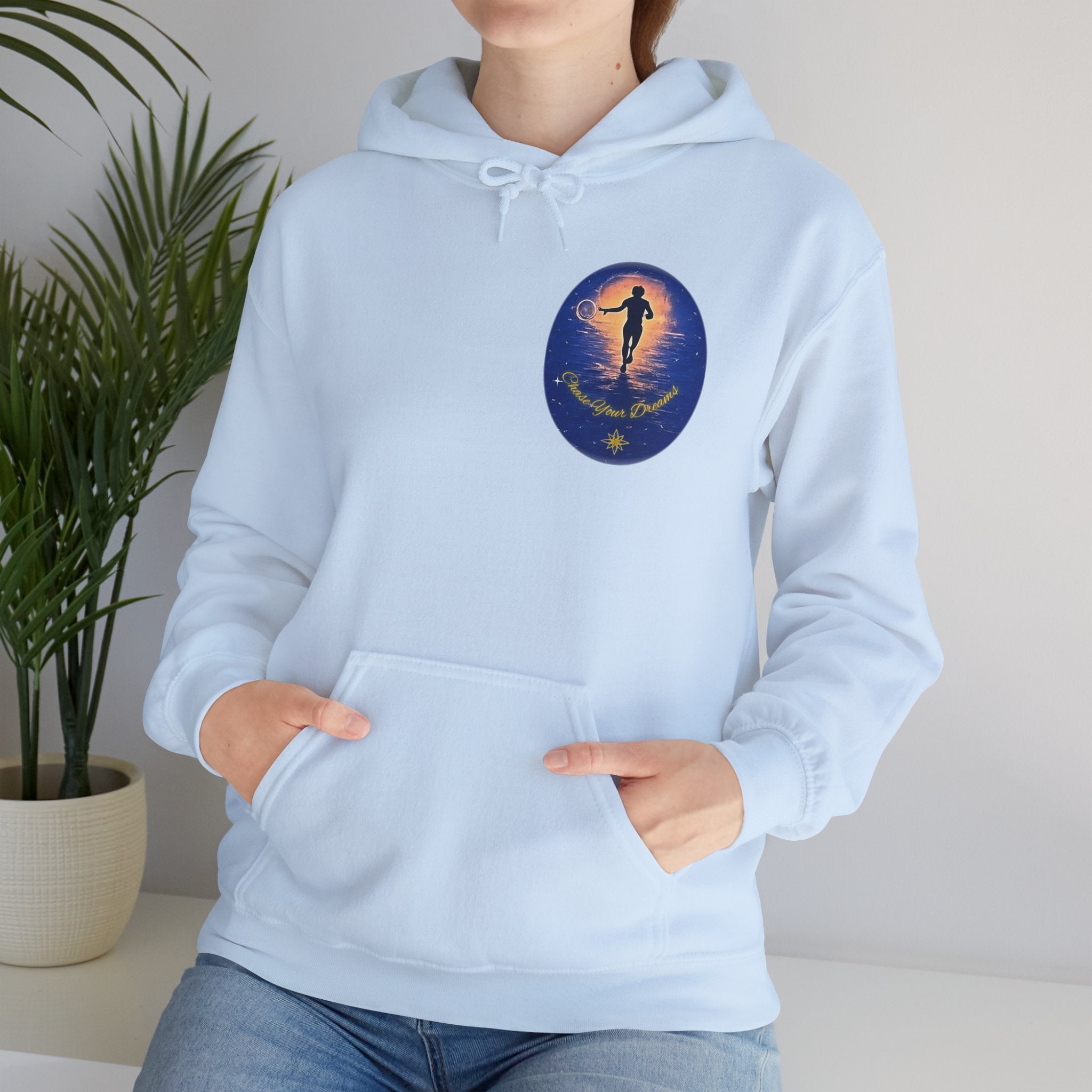 Chase Your Dreams Hooded Sweatshirt. Heavy Blend, Inspirational and Motivational Apparel, Gift for Dreamers, Creative Expression Wear