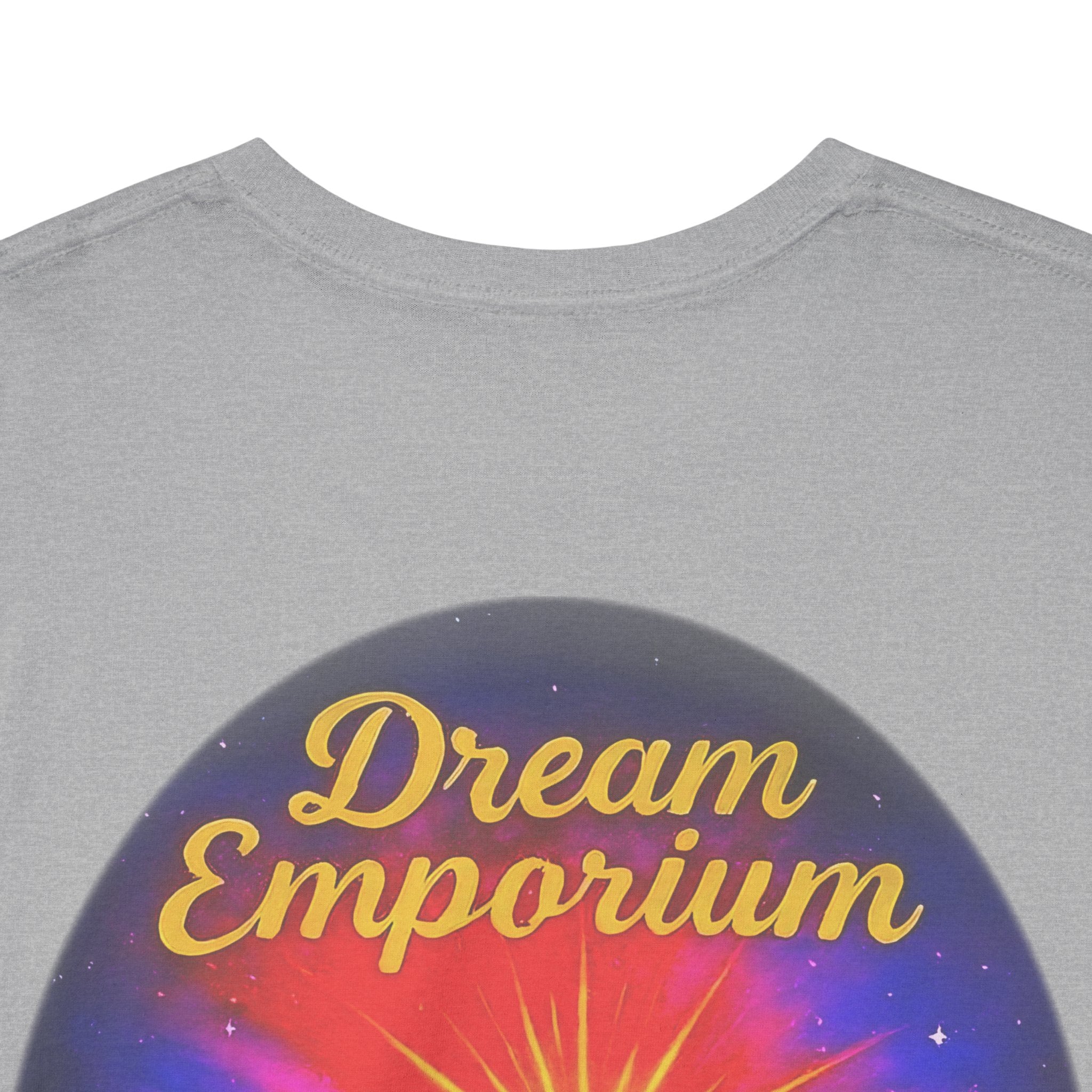 Dream Emporium – Back Printed Radiant Starburst Heavy Blend™ Cotton Tee,Inspirational and Motivational Apparel, Gift for Dreamers, Creative Expression Wear