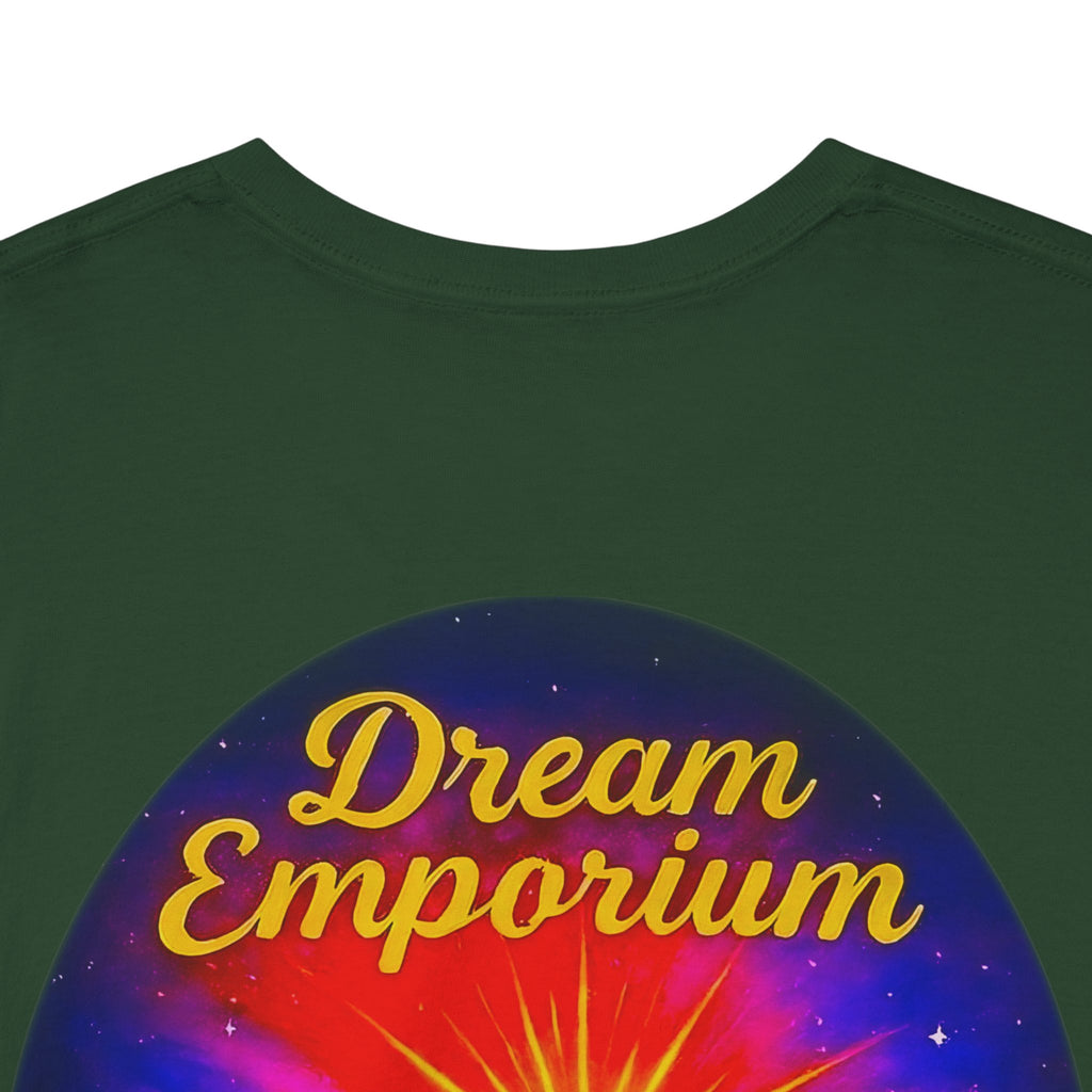 Dream Emporium – Back Printed Radiant Starburst Heavy Blend™ Cotton Tee,Inspirational and Motivational Apparel, Gift for Dreamers, Creative Expression Wear