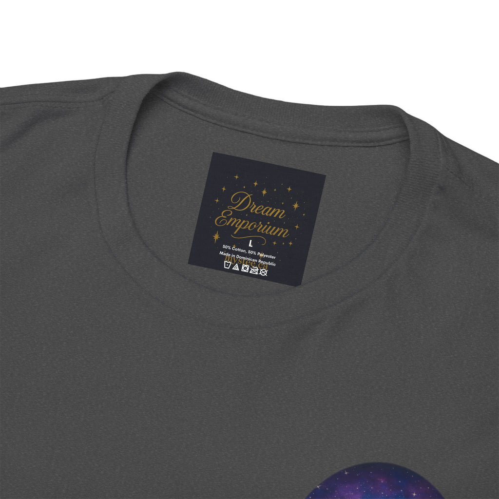 Dare to Dream Moon-Phase Tee – Golden Full Moon Back Print + Front Badge | Gildan 5000 Heavy Cotton, Inspirational and Motivational Apparel, Gift for Dreamers, Creative Expression Wear