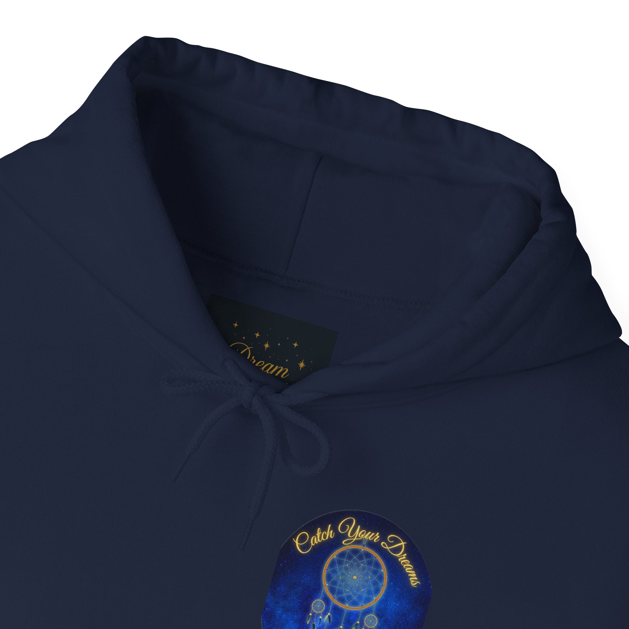 Catch Your Dream – Dreamcatcher Back Print Hooded Sweatshirt, Inspirational and Motivational Apparel, Gift for Dreamers, Creative Expression Wear
