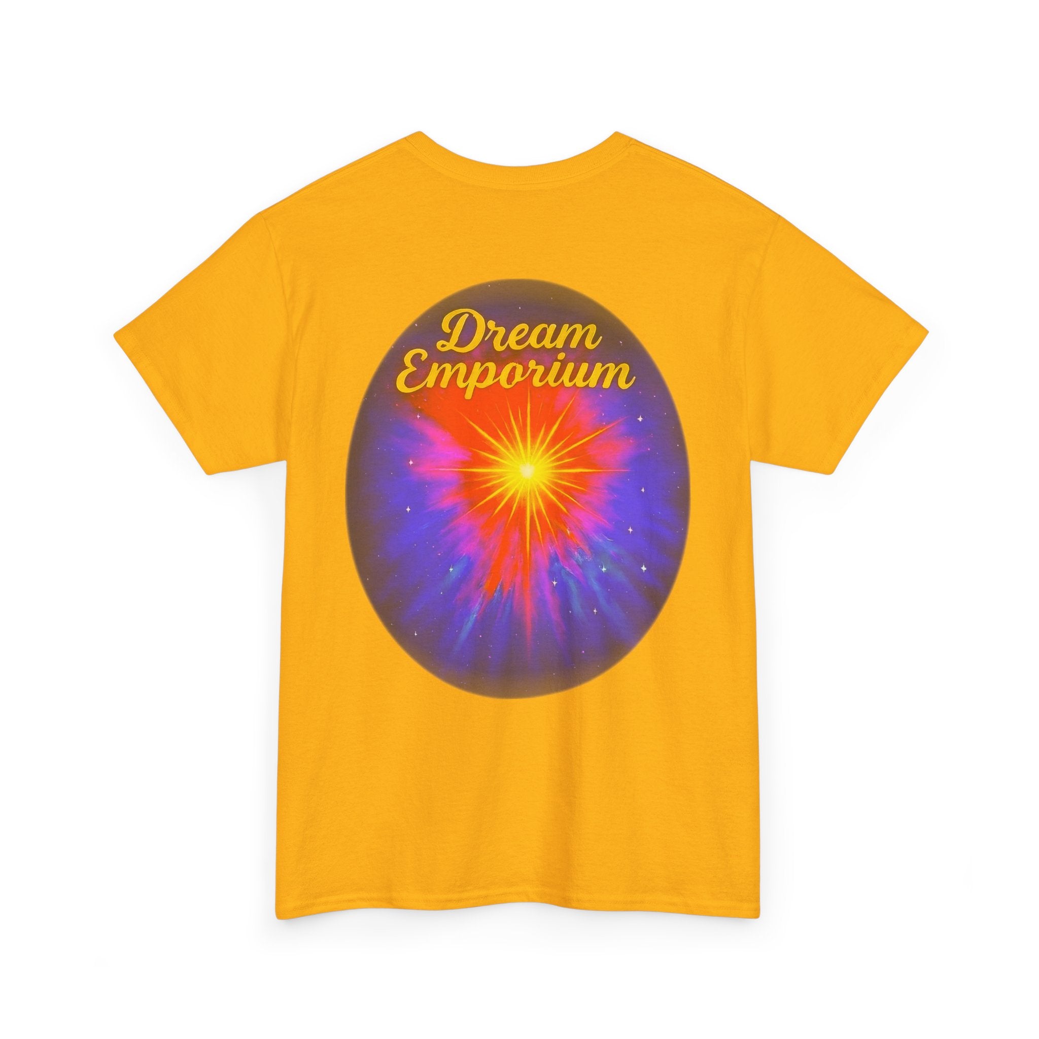 Dream Emporium – Back Printed Radiant Starburst Heavy Blend™ Cotton Tee,Inspirational and Motivational Apparel, Gift for Dreamers, Creative Expression Wear