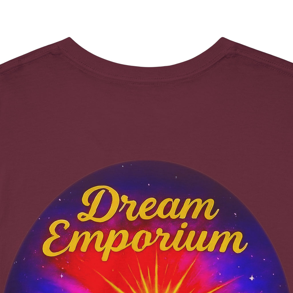 Dream Emporium – Back Printed Radiant Starburst Heavy Blend™ Cotton Tee,Inspirational and Motivational Apparel, Gift for Dreamers, Creative Expression Wear