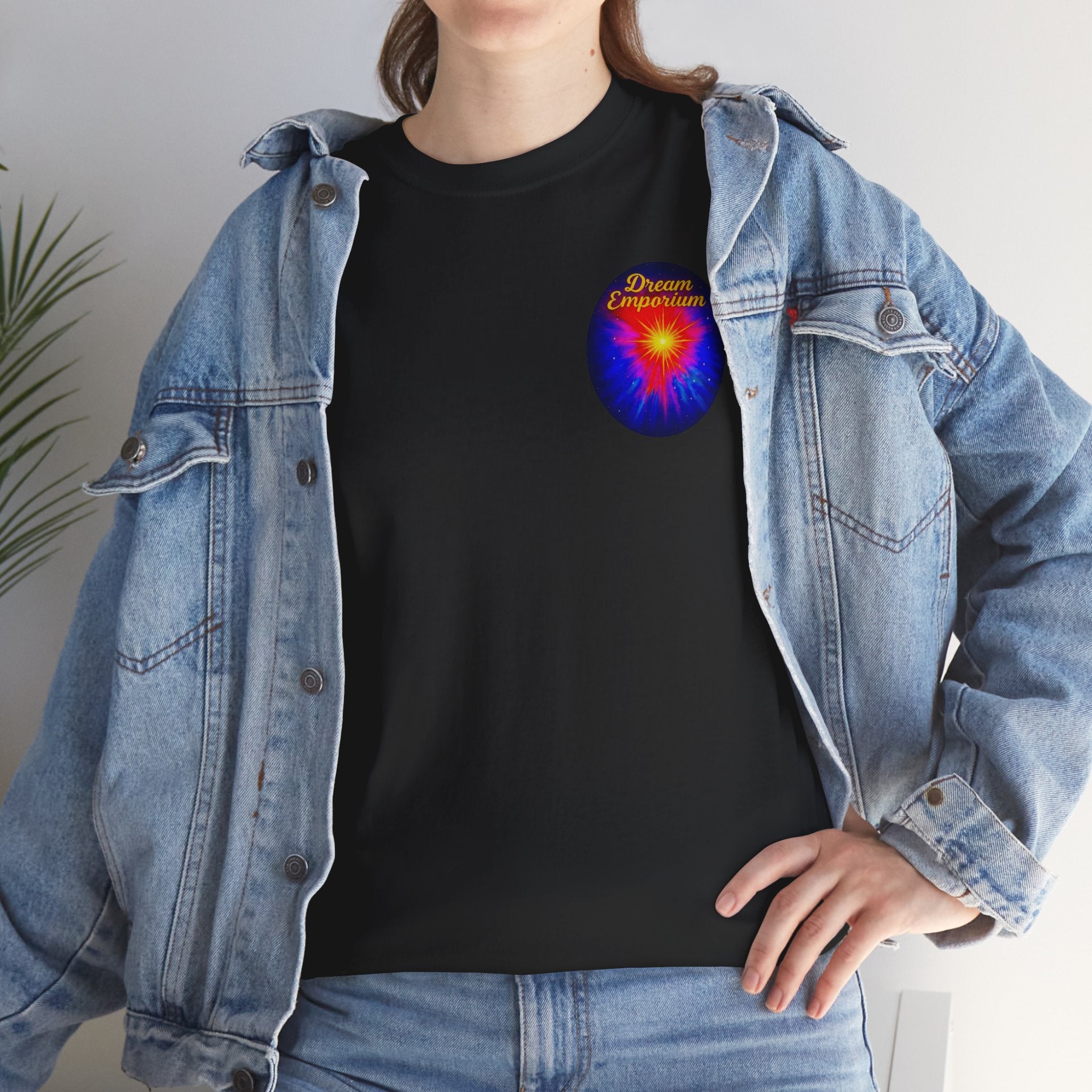 Dream Emporium – Back Printed Radiant Starburst Heavy Blend™ Cotton Tee,Inspirational and Motivational Apparel, Gift for Dreamers, Creative Expression Wear