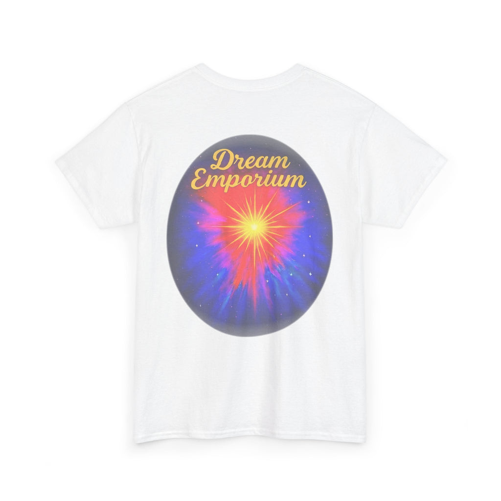 Dream Emporium – Back Printed Radiant Starburst Heavy Blend™ Cotton Tee,Inspirational and Motivational Apparel, Gift for Dreamers, Creative Expression Wear