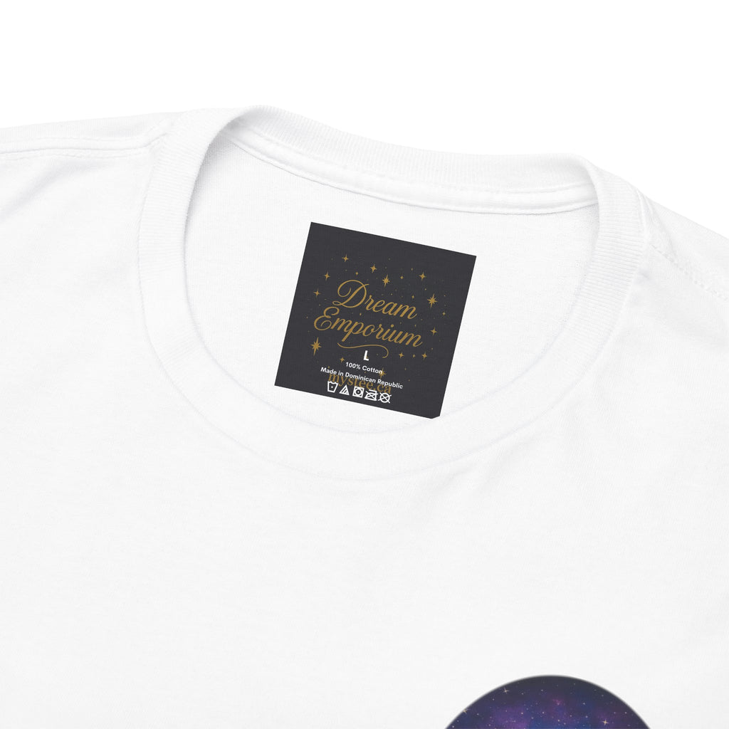Dare to Dream Moon-Phase Tee – Golden Full Moon Back Print + Front Badge | Gildan 5000 Heavy Cotton, Inspirational and Motivational Apparel, Gift for Dreamers, Creative Expression Wear