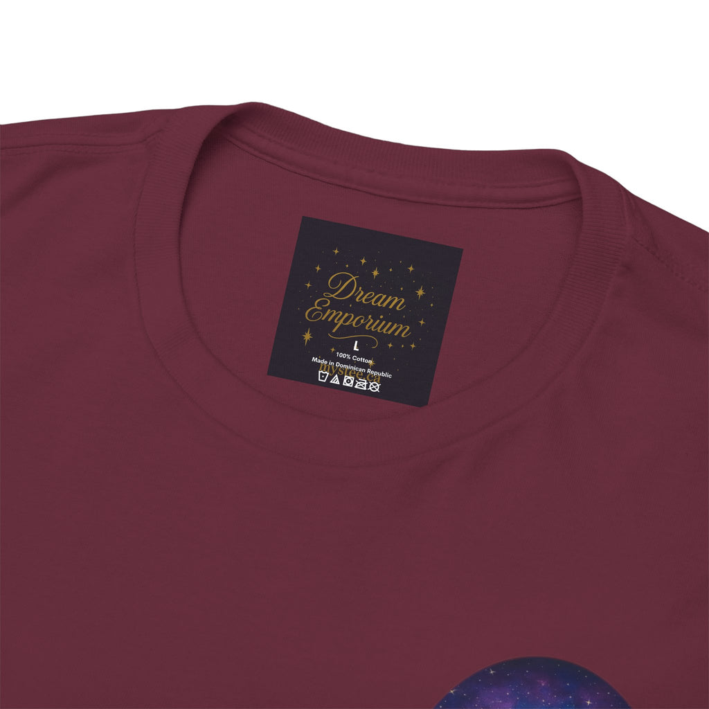 Dare to Dream Moon-Phase Tee – Golden Full Moon Back Print + Front Badge | Gildan 5000 Heavy Cotton, Inspirational and Motivational Apparel, Gift for Dreamers, Creative Expression Wear