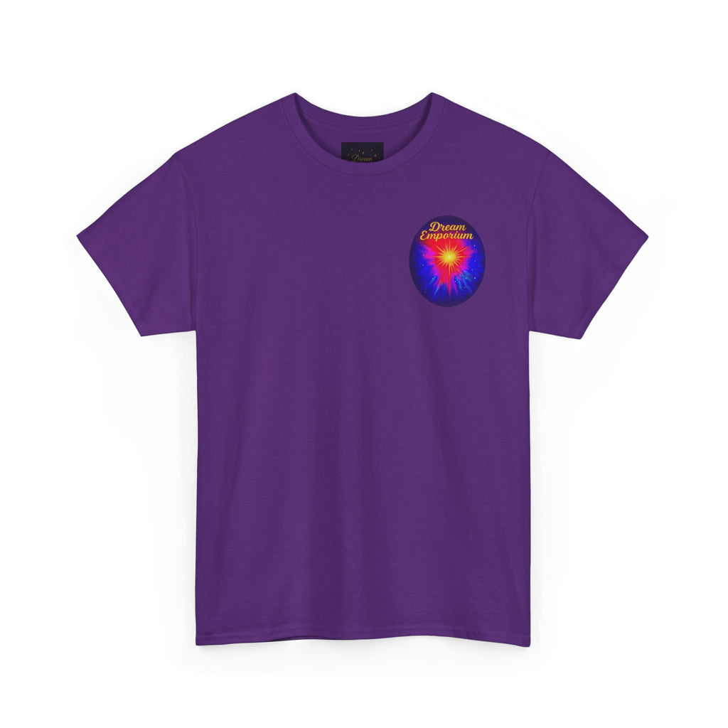 Dream Emporium – Back Printed Radiant Starburst Heavy Blend™ Cotton Tee,Inspirational and Motivational Apparel, Gift for Dreamers, Creative Expression Wear
