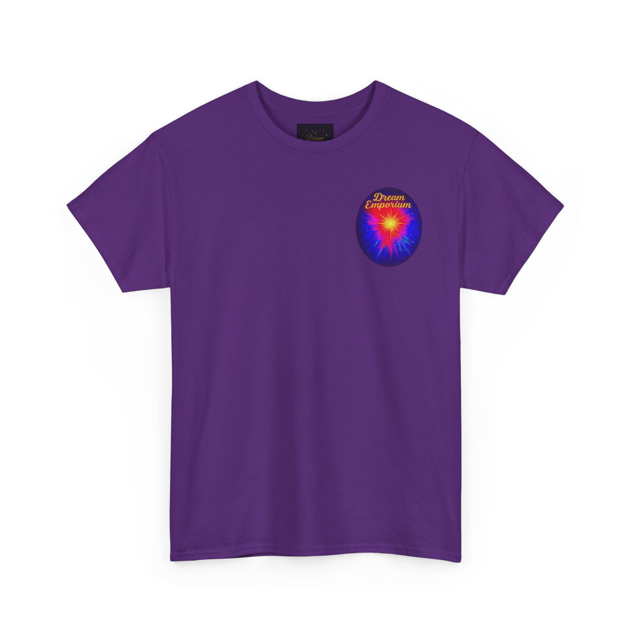 Dream Emporium – Back Printed Radiant Starburst Heavy Blend™ Cotton Tee,Inspirational and Motivational Apparel, Gift for Dreamers, Creative Expression Wear