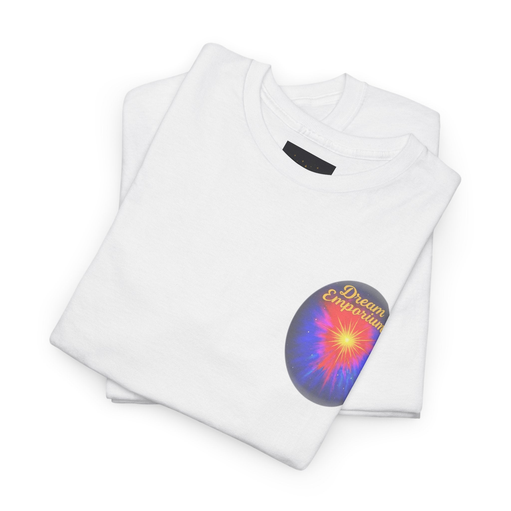 Dream Emporium – Back Printed Radiant Starburst Heavy Blend™ Cotton Tee,Inspirational and Motivational Apparel, Gift for Dreamers, Creative Expression Wear