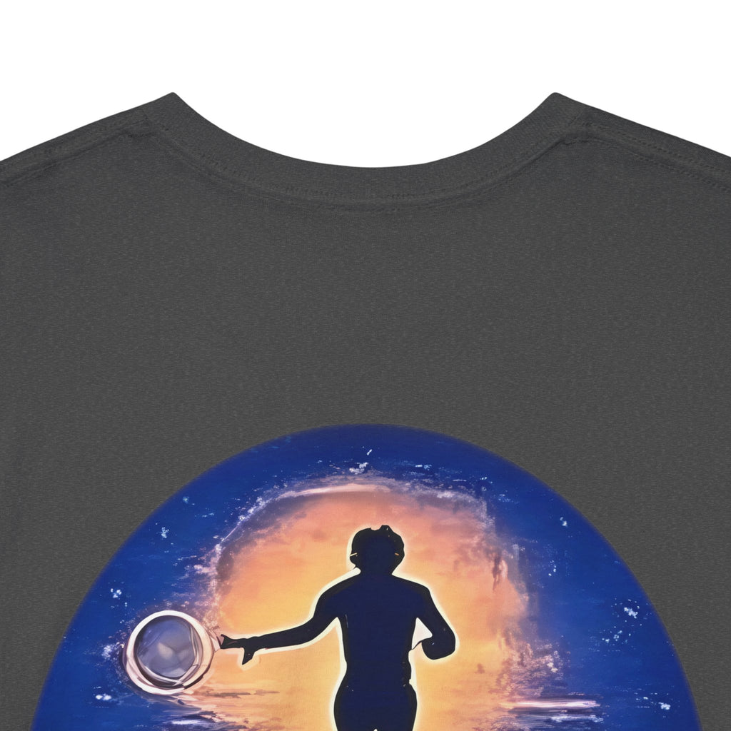 Chase Your Dreams – Sunrise Silhouette Back Printed Heavy Cotton Tee, Inspirational and Motivational Apparel, Gift for Dreamers, Creative Expression Wear