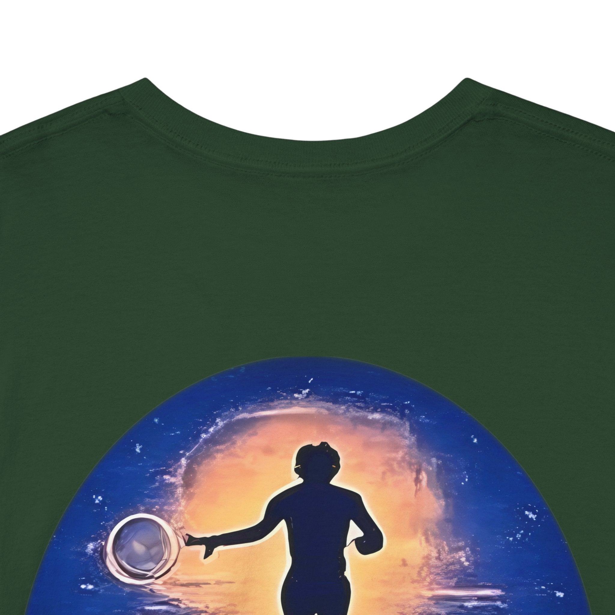 Chase Your Dreams – Sunrise Silhouette Back Printed Heavy Cotton Tee, Inspirational and Motivational Apparel, Gift for Dreamers, Creative Expression Wear
