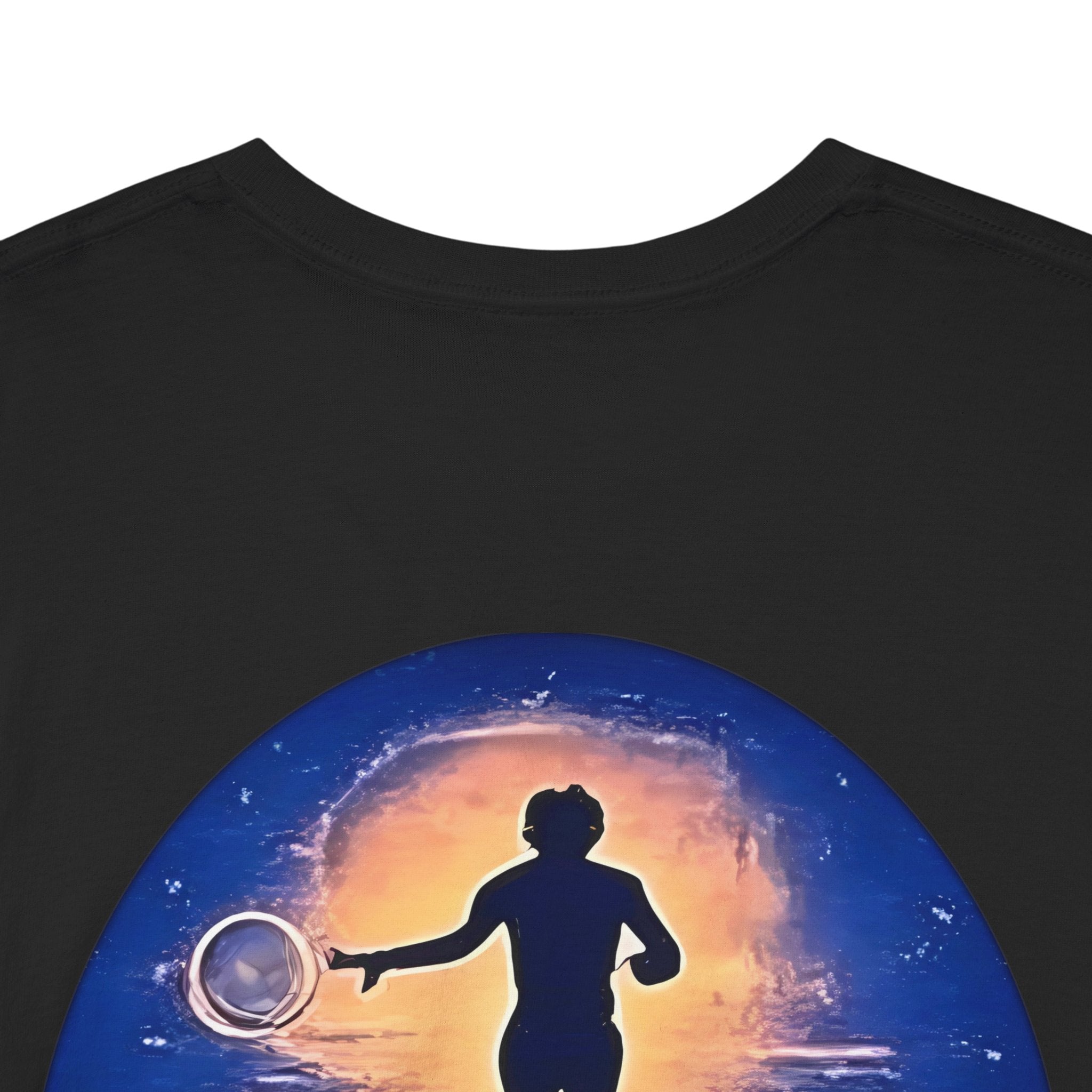 Chase Your Dreams – Sunrise Silhouette Back Printed Heavy Cotton Tee, Inspirational and Motivational Apparel, Gift for Dreamers, Creative Expression Wear