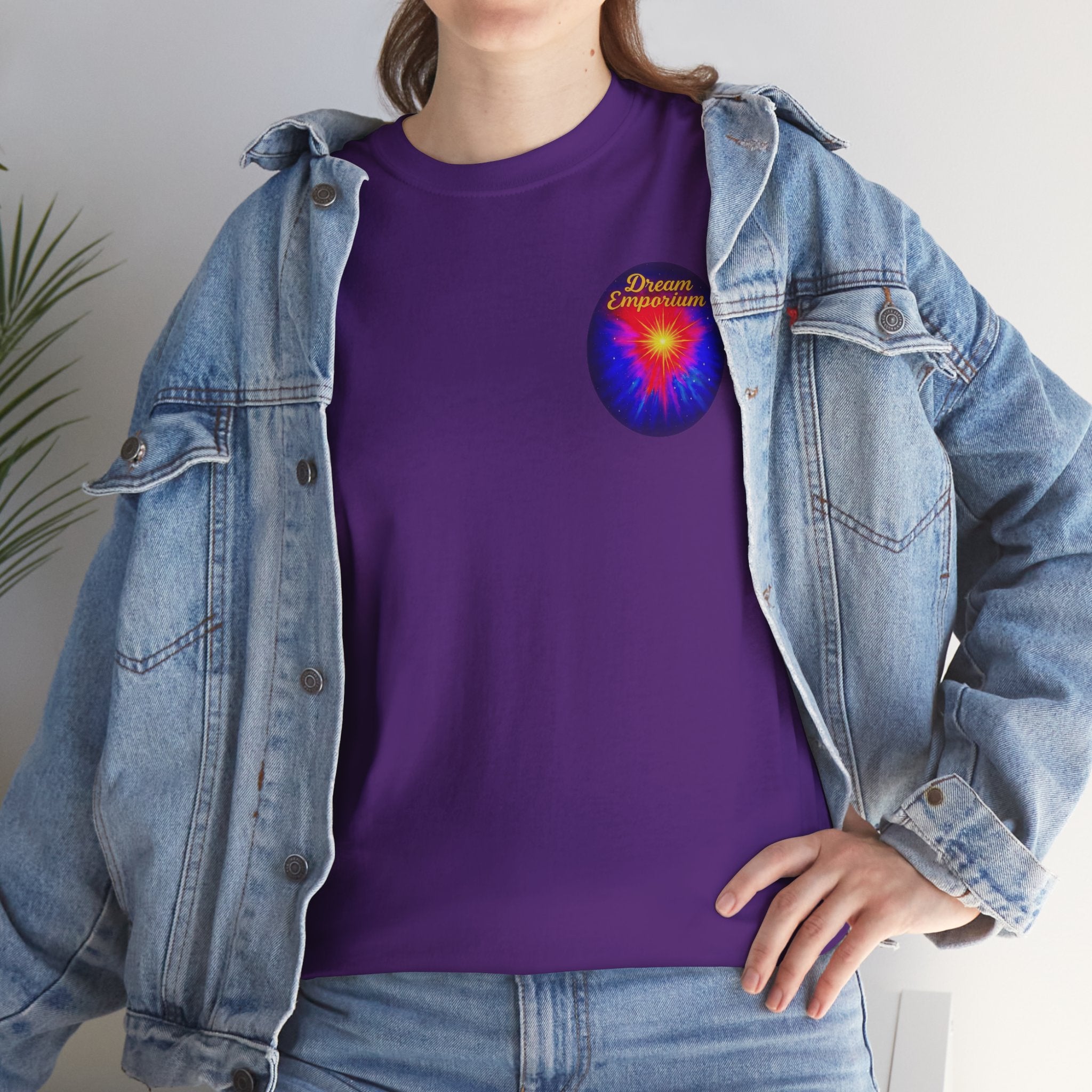 Dream Emporium – Back Printed Radiant Starburst Heavy Blend™ Cotton Tee,Inspirational and Motivational Apparel, Gift for Dreamers, Creative Expression Wear
