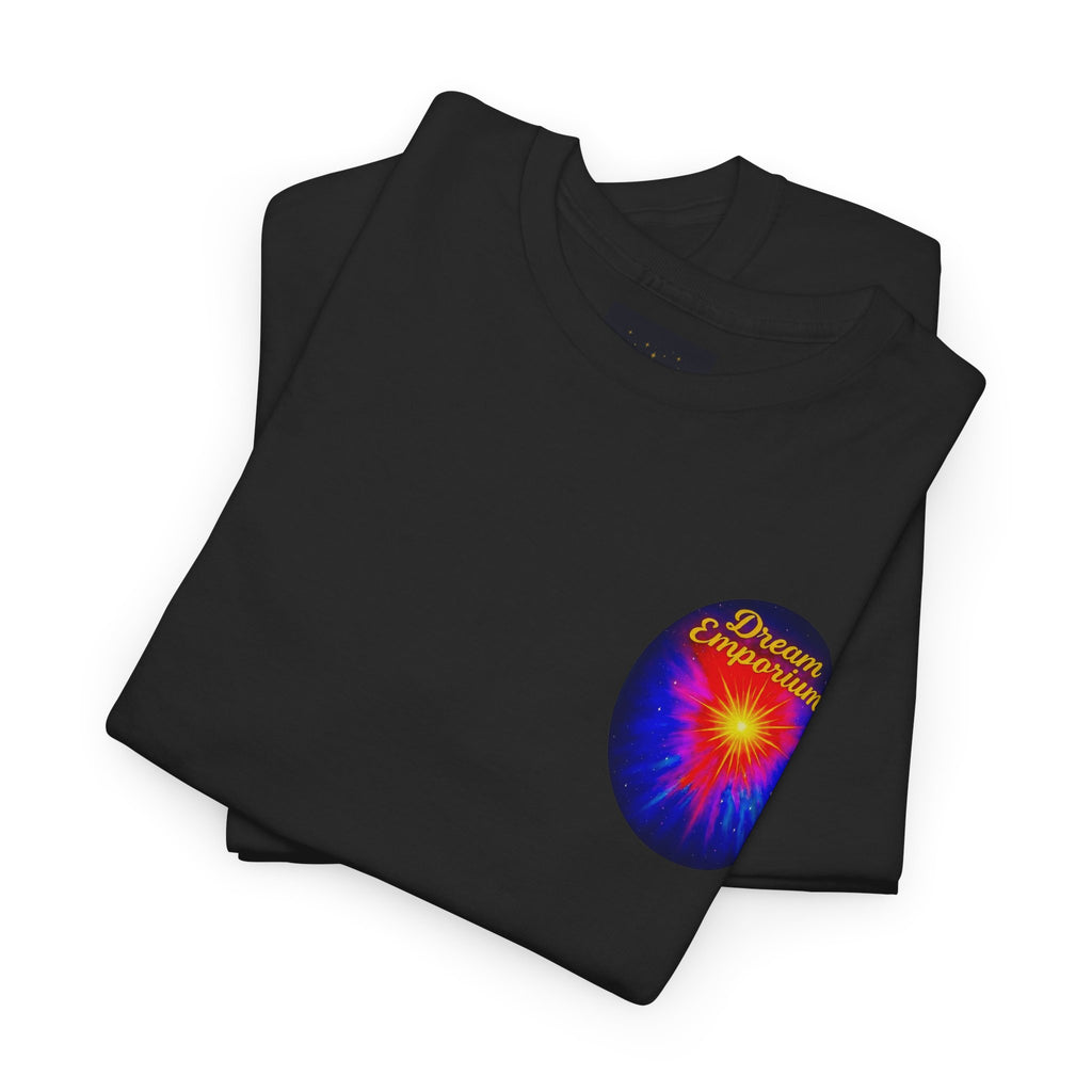 Dream Emporium – Back Printed Radiant Starburst Heavy Blend™ Cotton Tee,Inspirational and Motivational Apparel, Gift for Dreamers, Creative Expression Wear