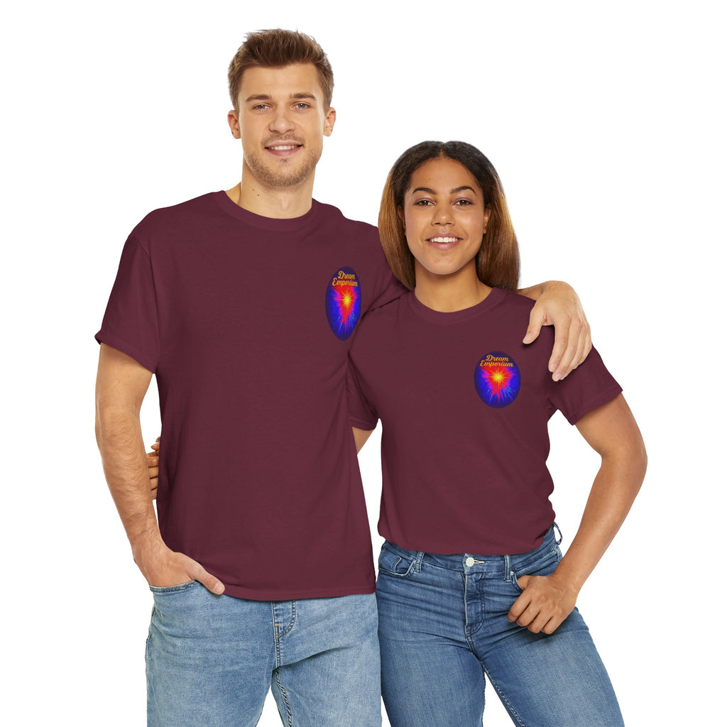 Dream Emporium – Back Printed Radiant Starburst Heavy Blend™ Cotton Tee,Inspirational and Motivational Apparel, Gift for Dreamers, Creative Expression Wear