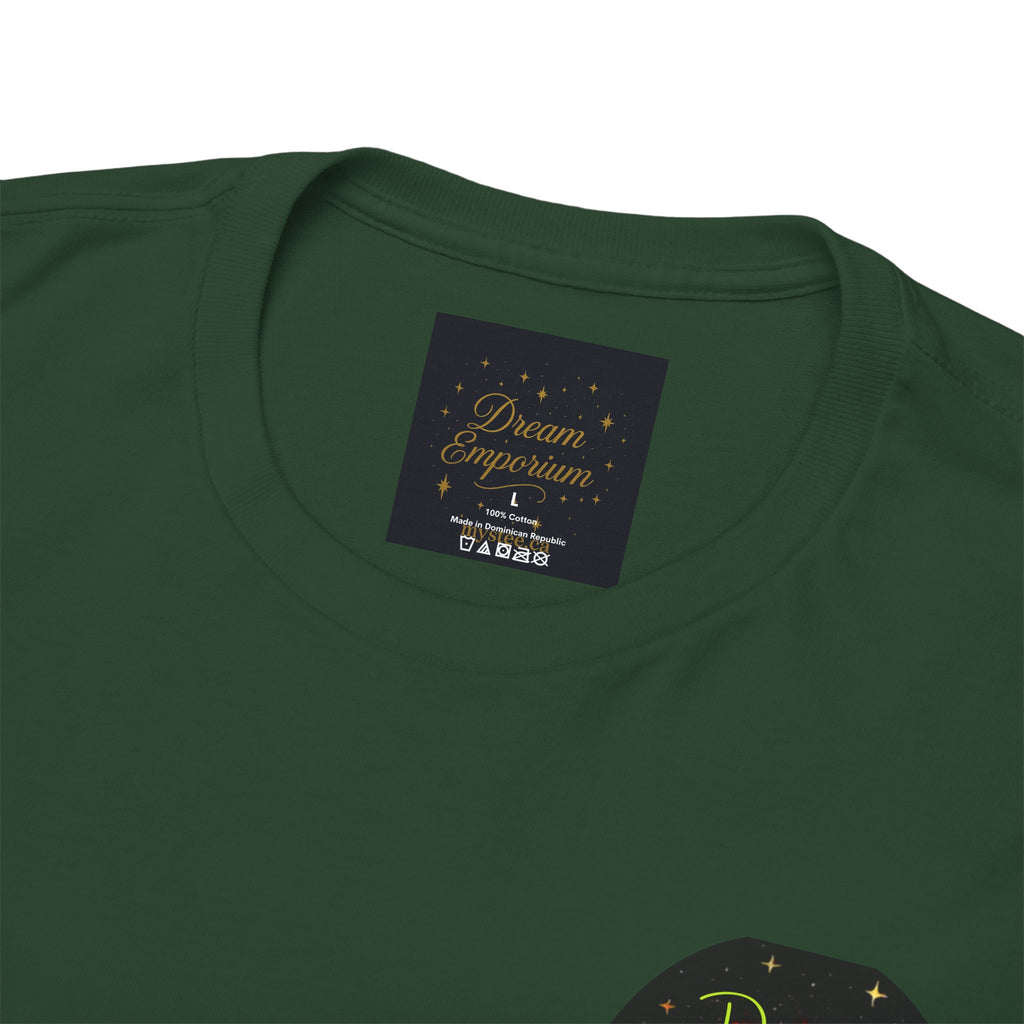 Dreams on the Horizon (Lemongrass) – Sunrise Back-Print Heavy Cotton Tee, Inspirational and Motivational Apparel, Gift for Dreamers, Creative Expression Wear